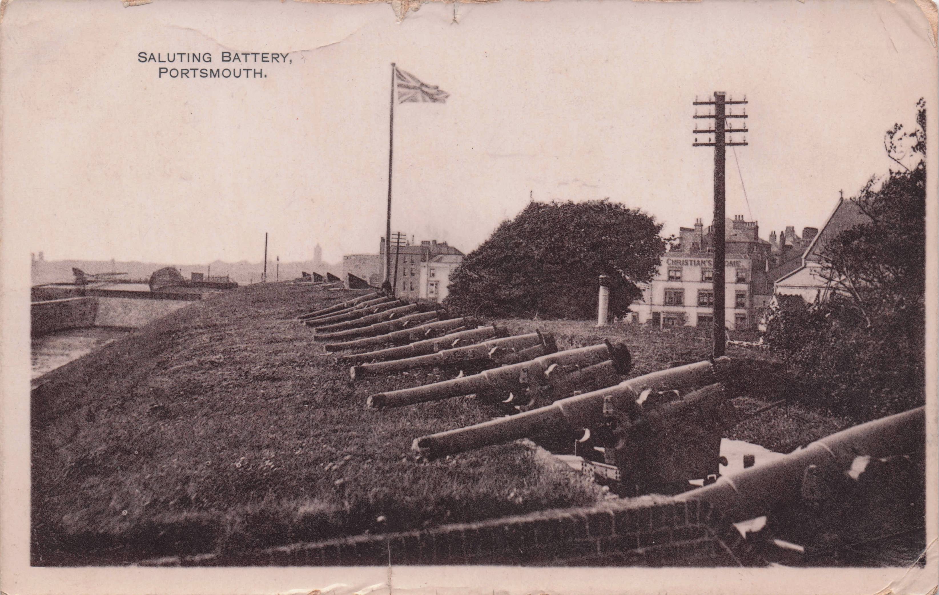 Saluting Battery Portsmouth WW1 1914 Military Real Photo Postcard Please Read