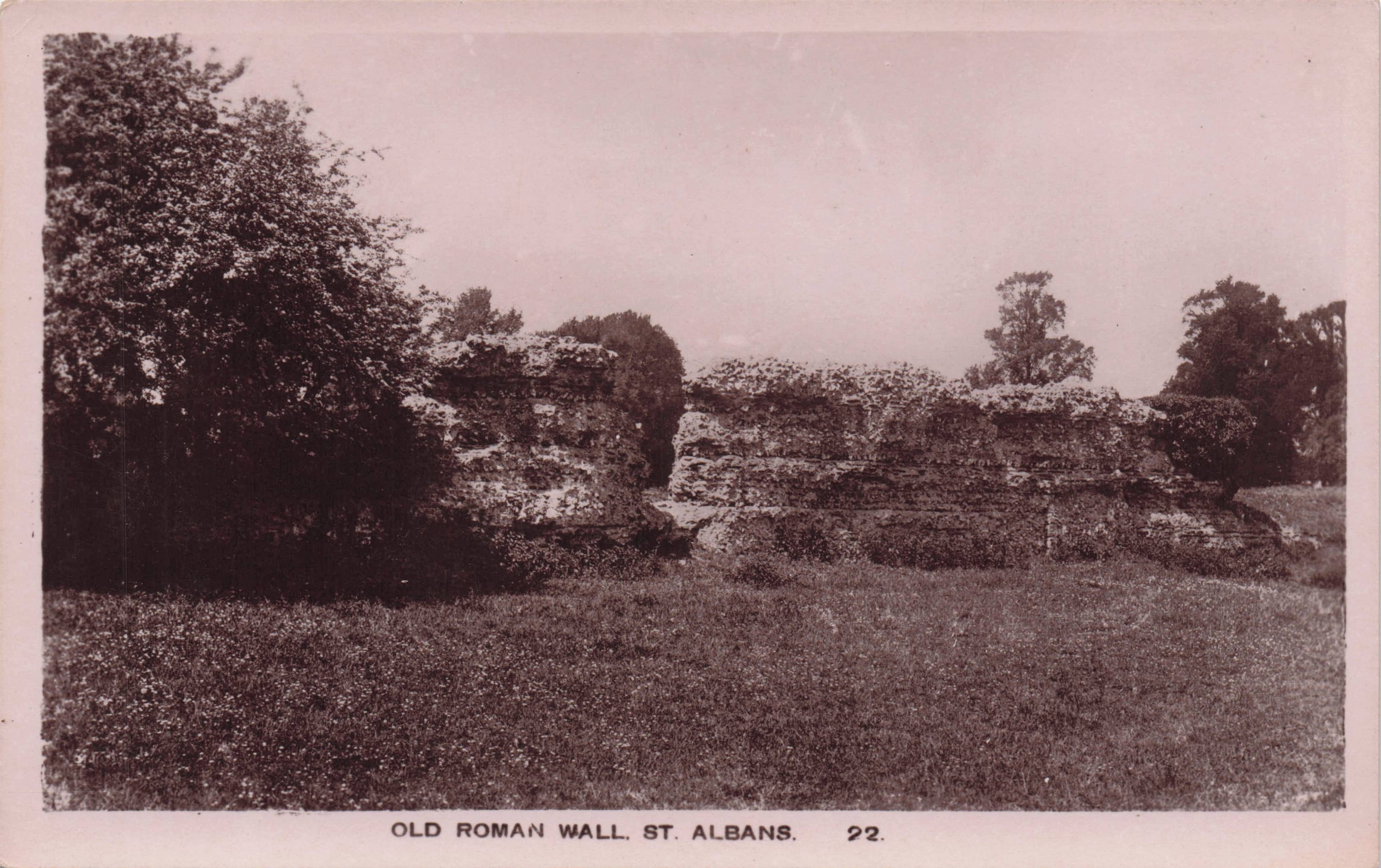 Old Roman Wall St Albans Hertfordshire Real Photo Antique Postcard