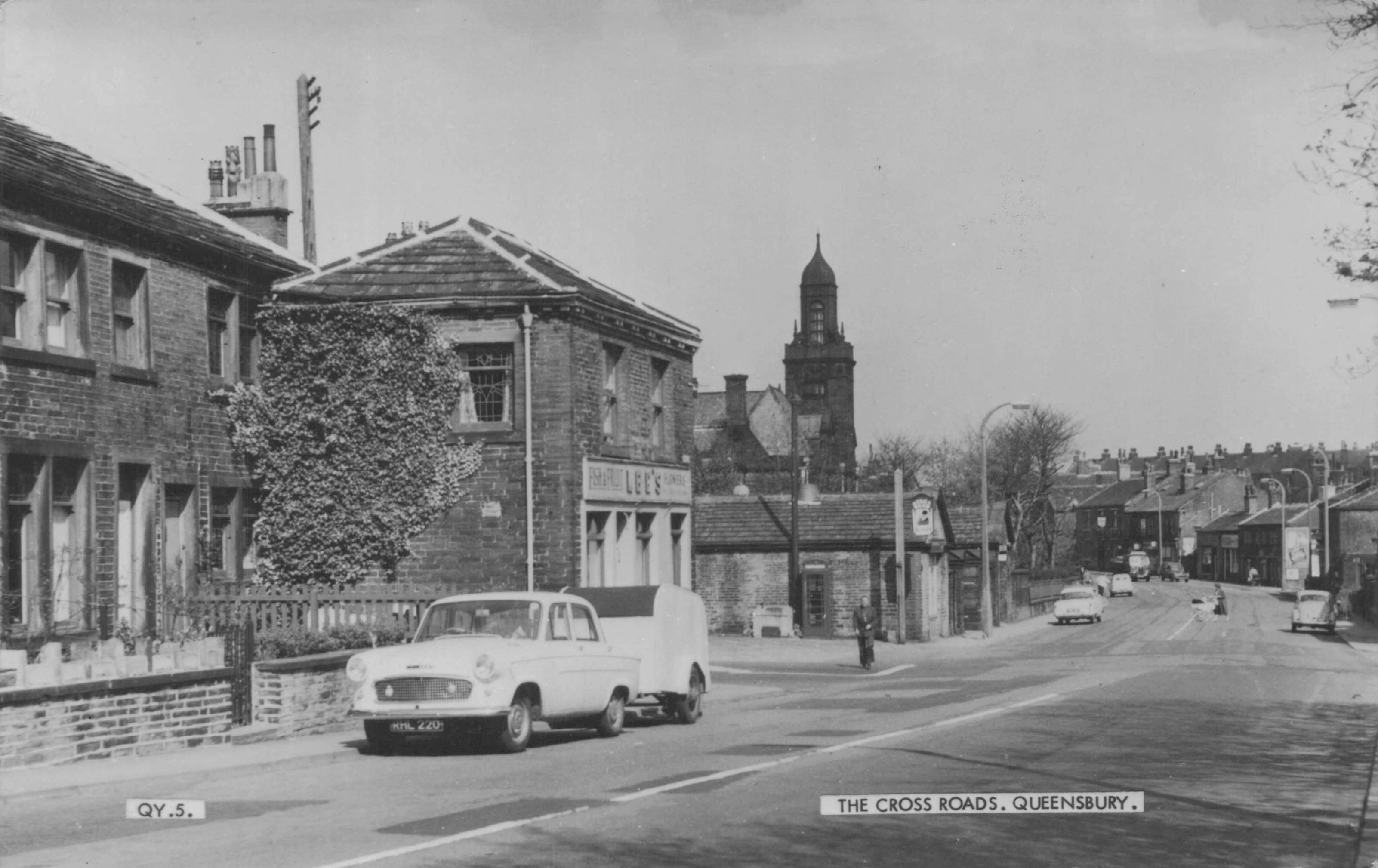 Lees Greengrocers Crossroads Queensbury Yorkshire Old Real Photo Postcard