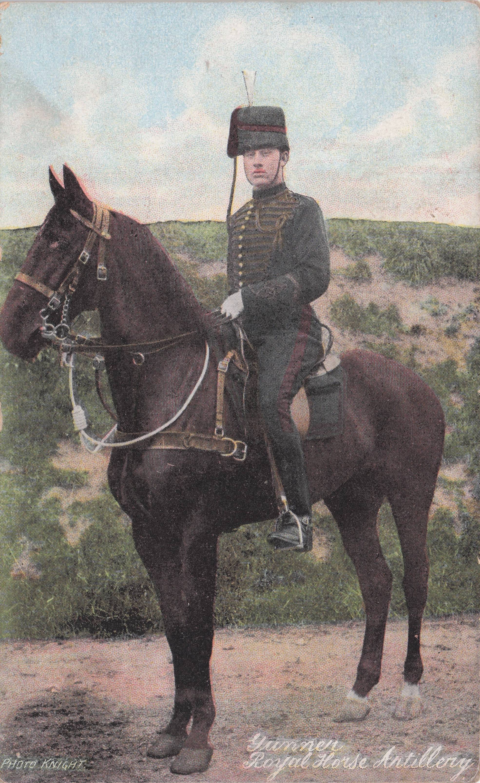 Gunner Royal House Mounted Soldier Rifle Artillery Antique Military Rare Postcard