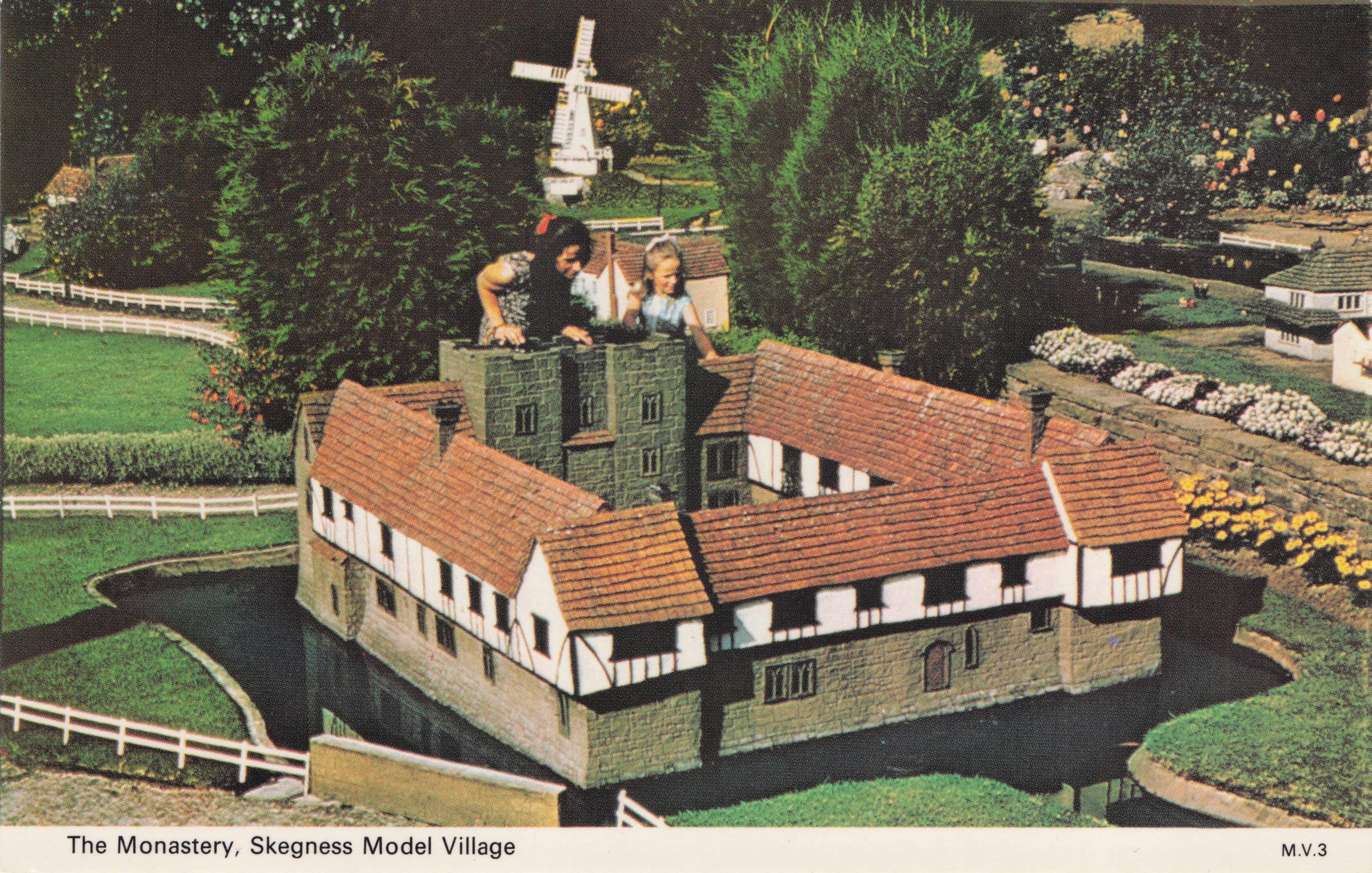 The Monastry & Windmill Skegness Model Village Lincs Postcard