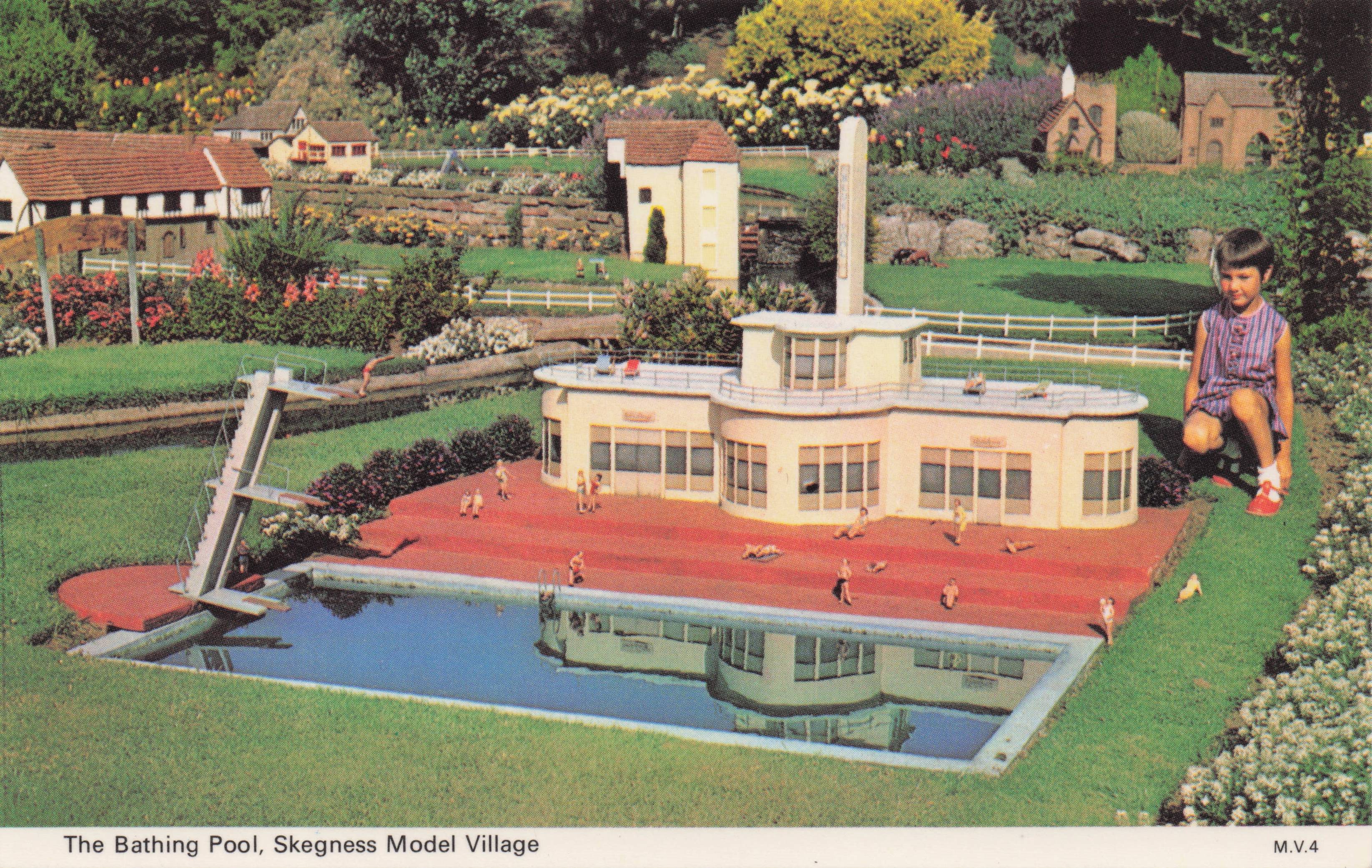 Miniature Swimming Bathing Pool Skegness Model Villiage Lincs Postcard
