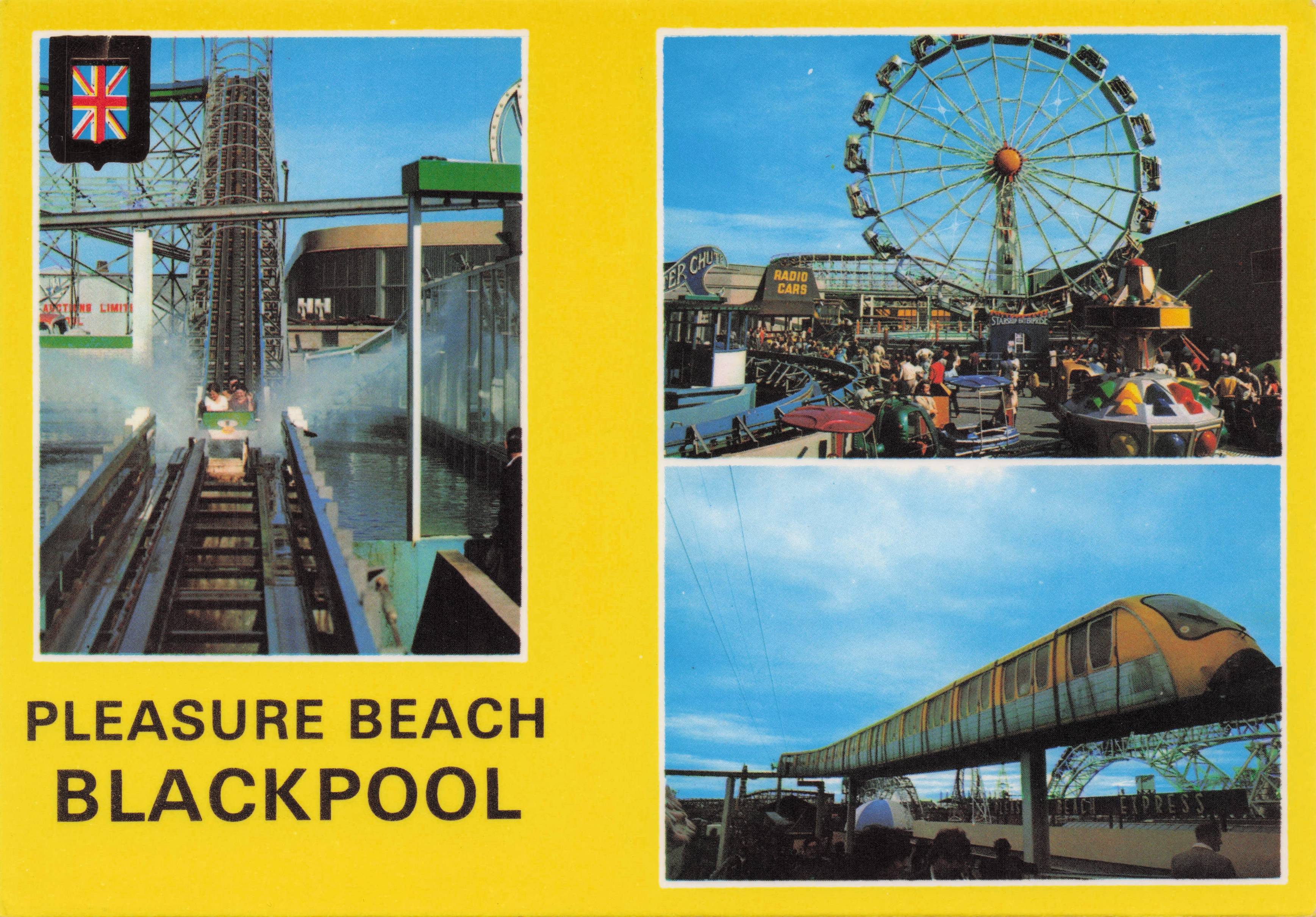 Rollercoaster at Pleasure Beach Blackpool Big Wheel Train Lancs Rare Fair Postcard