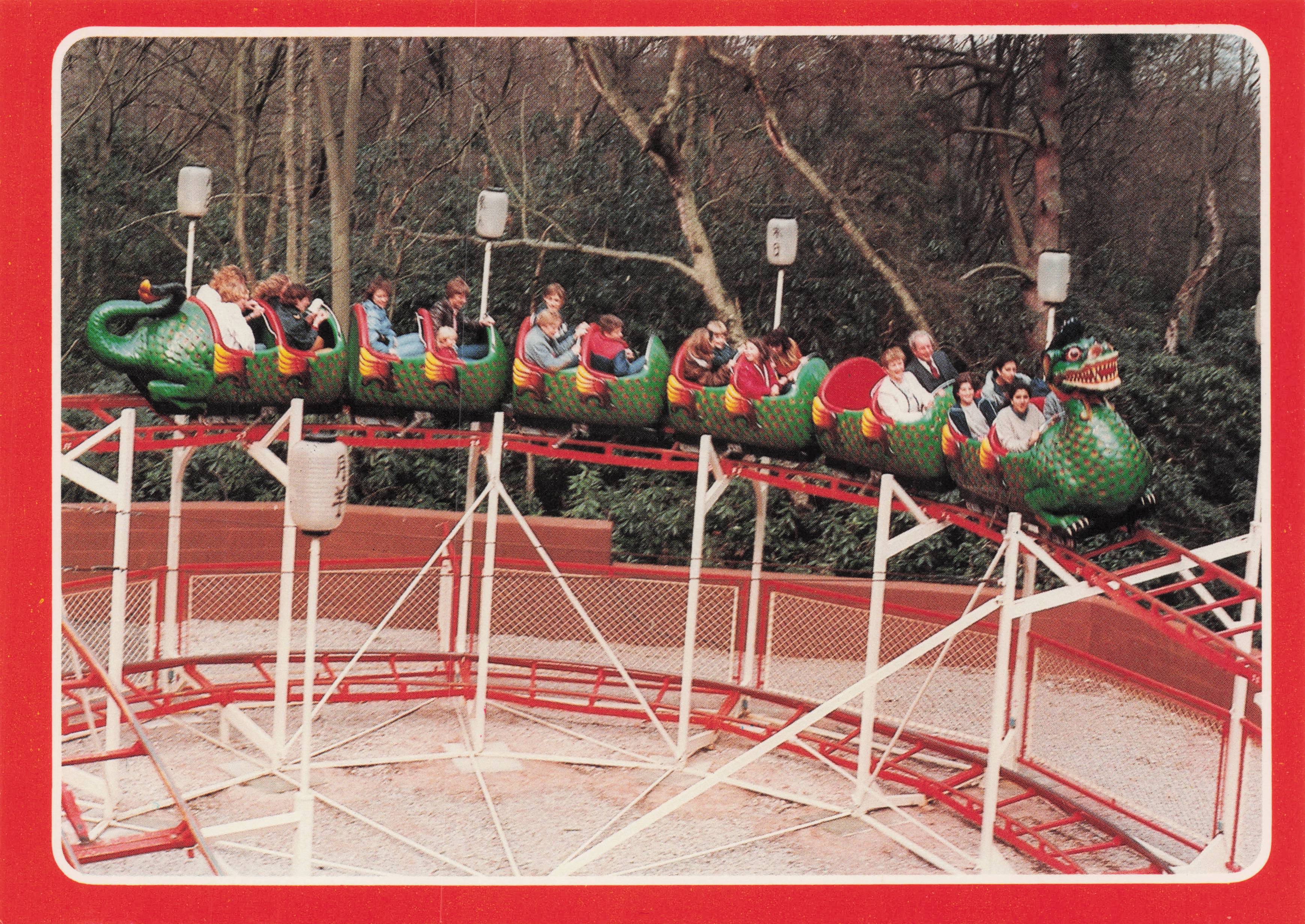 The Dragon Roller Coaster Ride Alton Towers Theme Park Staffordshire Postcard