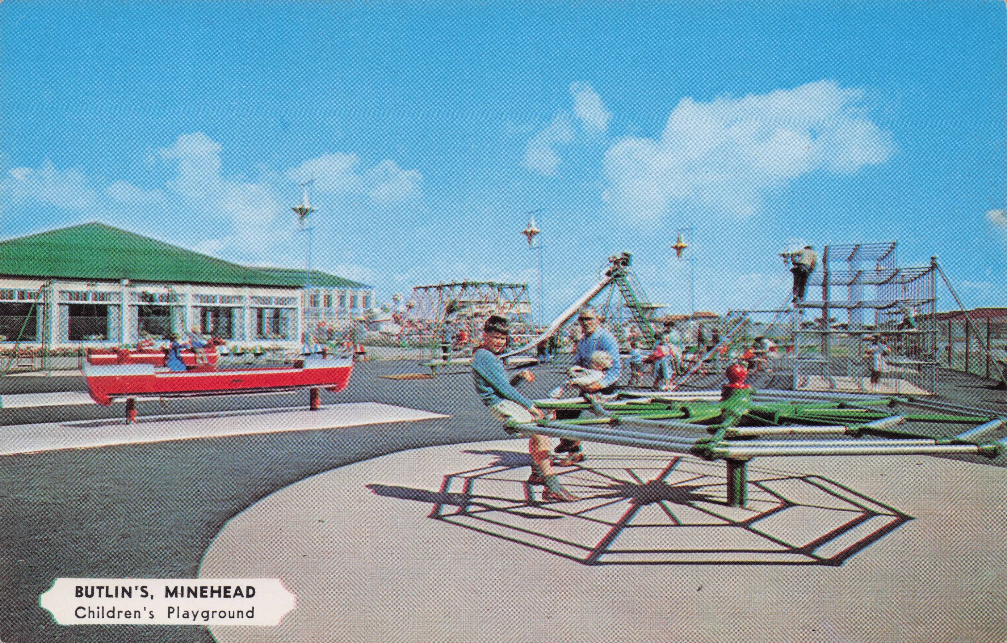 Childrens Playground at Butlins Minehead Roundabout Holiday Camp Postcard