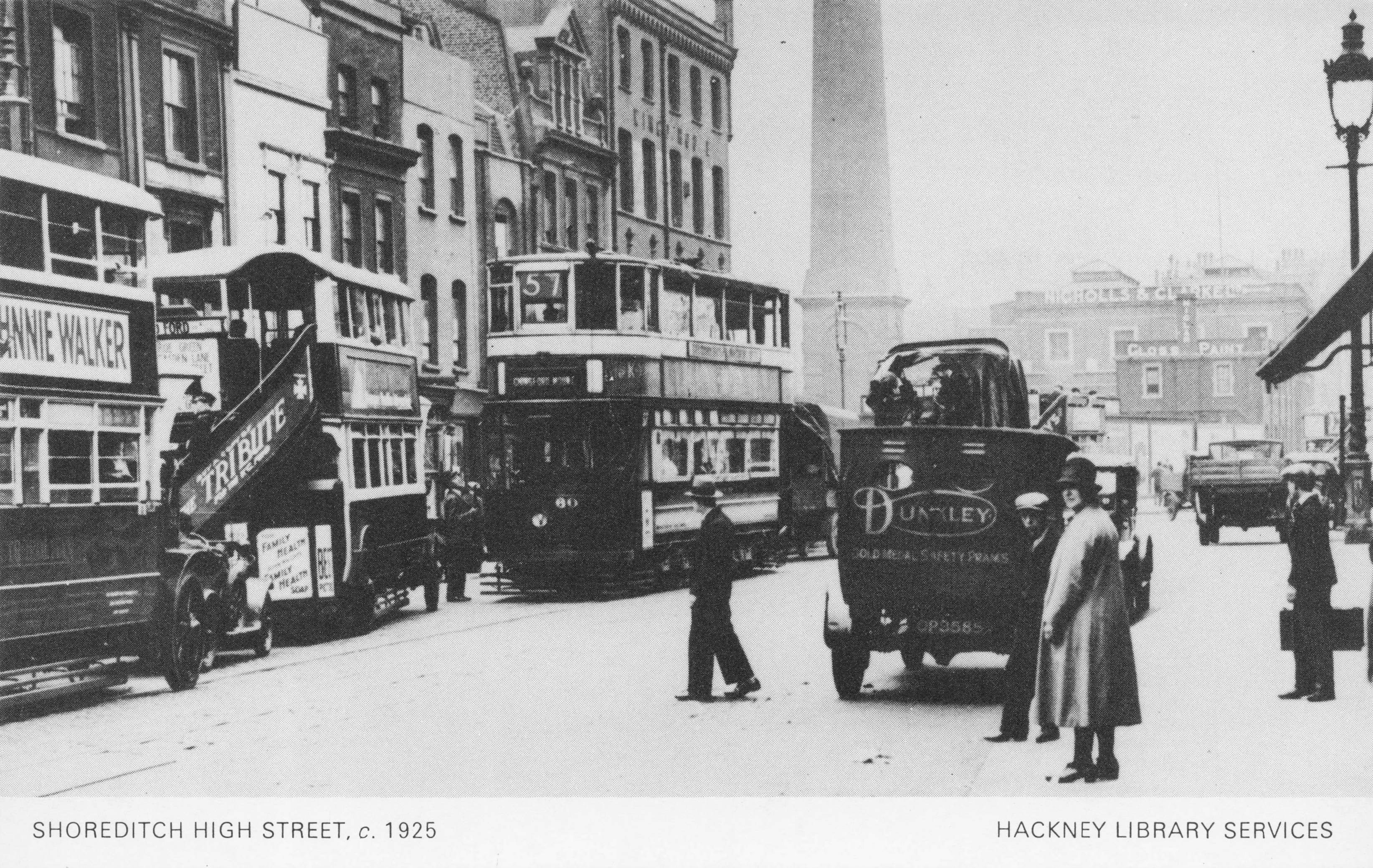 Shoreditch High Street Hackney East London in 1920s Transport Postcard