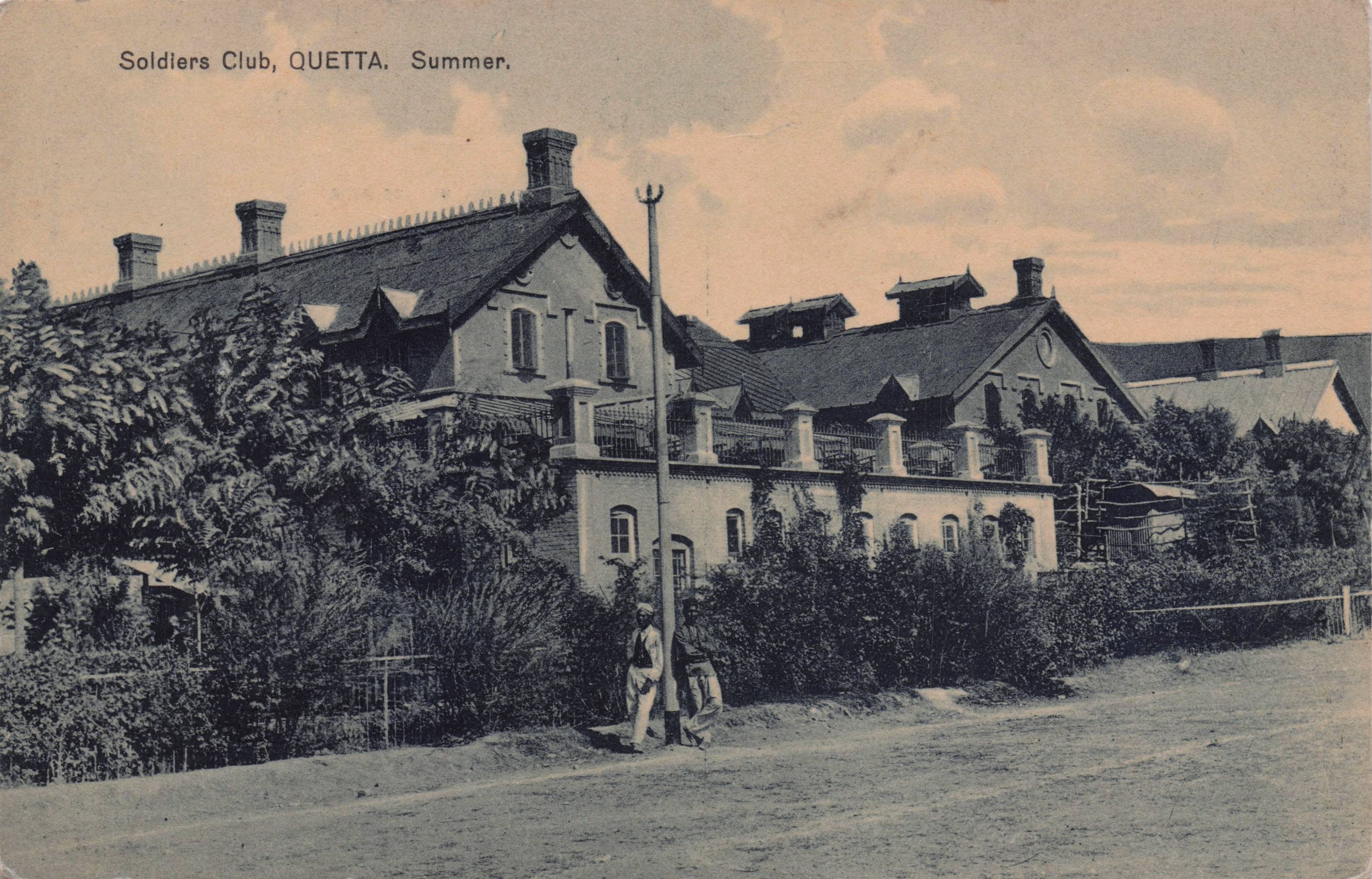 Soldiers Military Club Quetta Pakistan India Stunning Antique Postcard