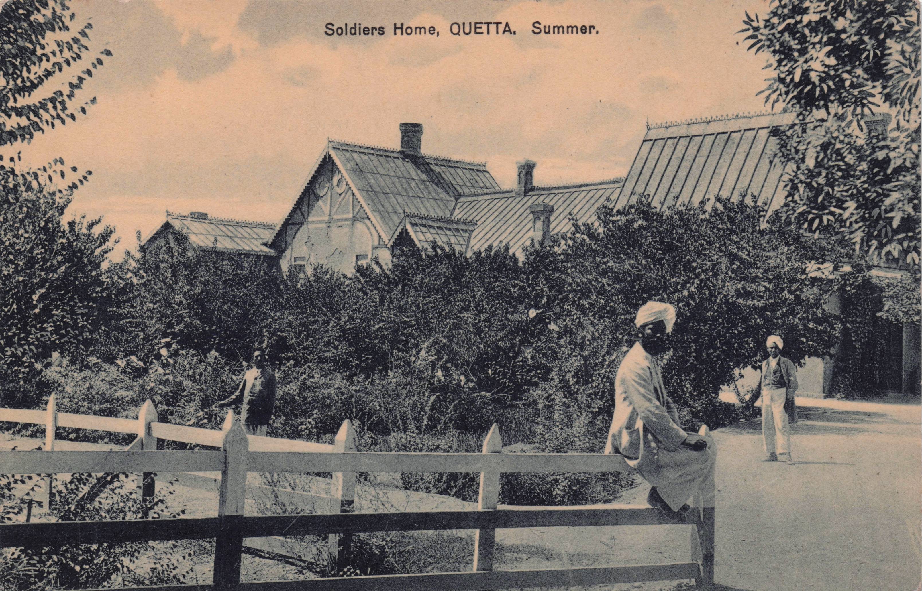 Soldiers Military Home in Quetta Pakistan India Old Postcard