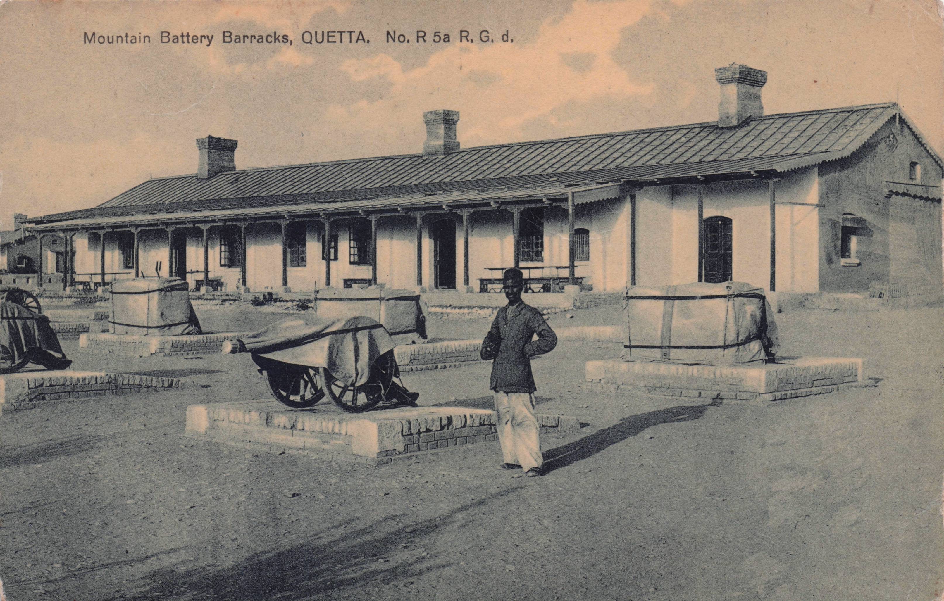 Quetta Mountain Battery Military Barracks Pakistan India Antique Postcard