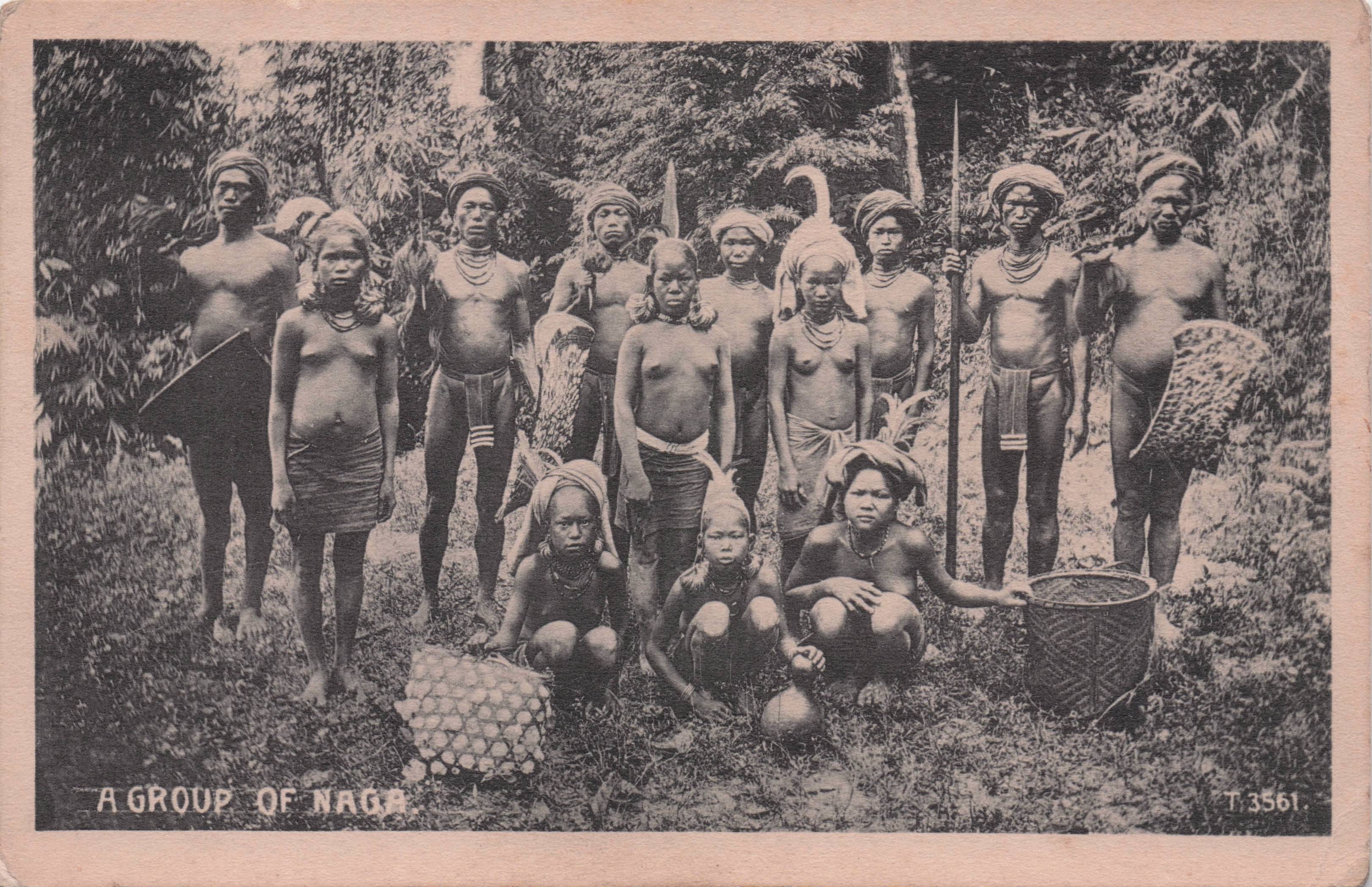 A Group Of Naga People India Nagaland Manipur Antique Calcutta Postcard