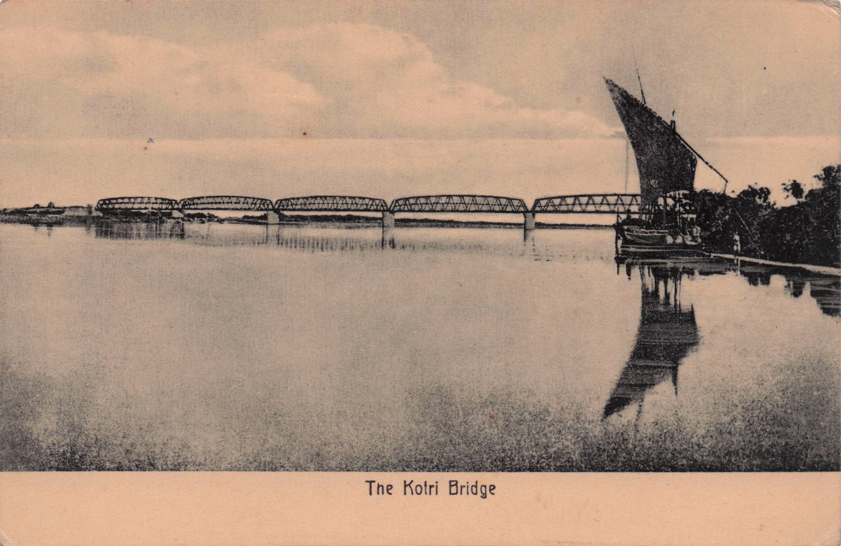 Kotri The Bridge Indian River Ship Antique Real Photo Postcard
