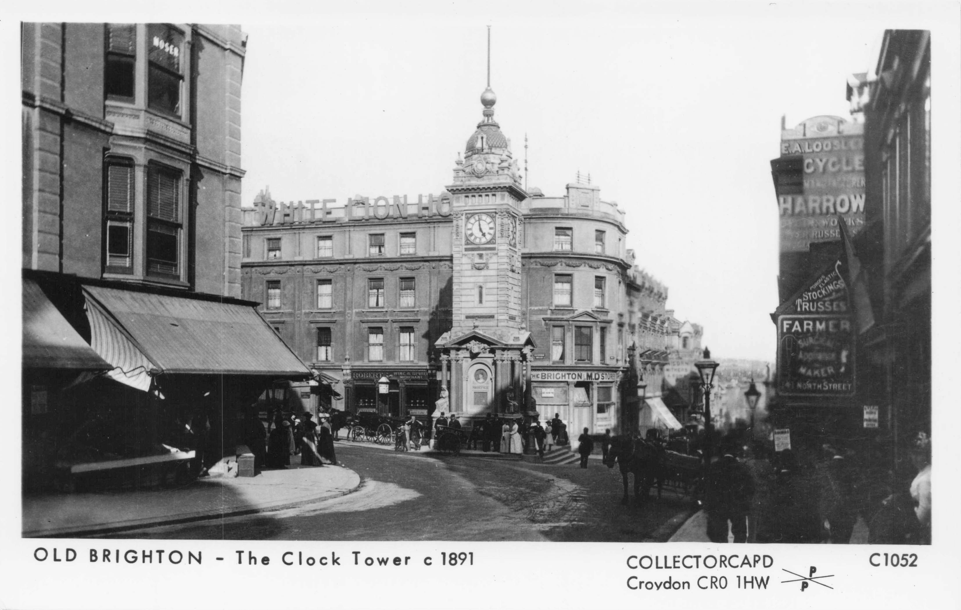 Brighton Clock Tower in Victorian 1891 Sussex Pamlin Prints Photo Postcard