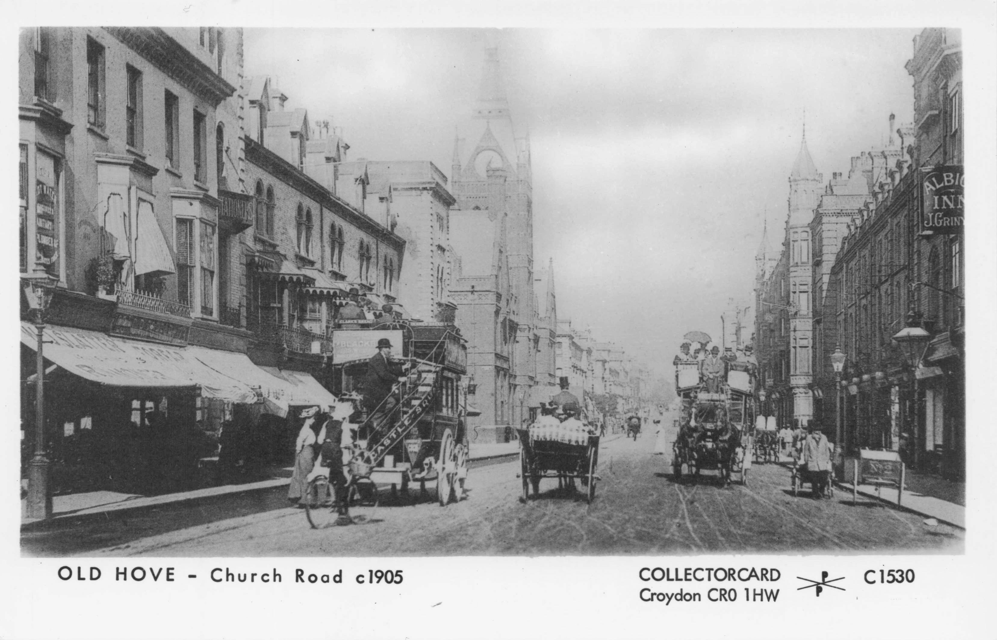 Church Road Hove Sussex in 1905 Pamlin Prints Collectorcard Real Photo Postcard