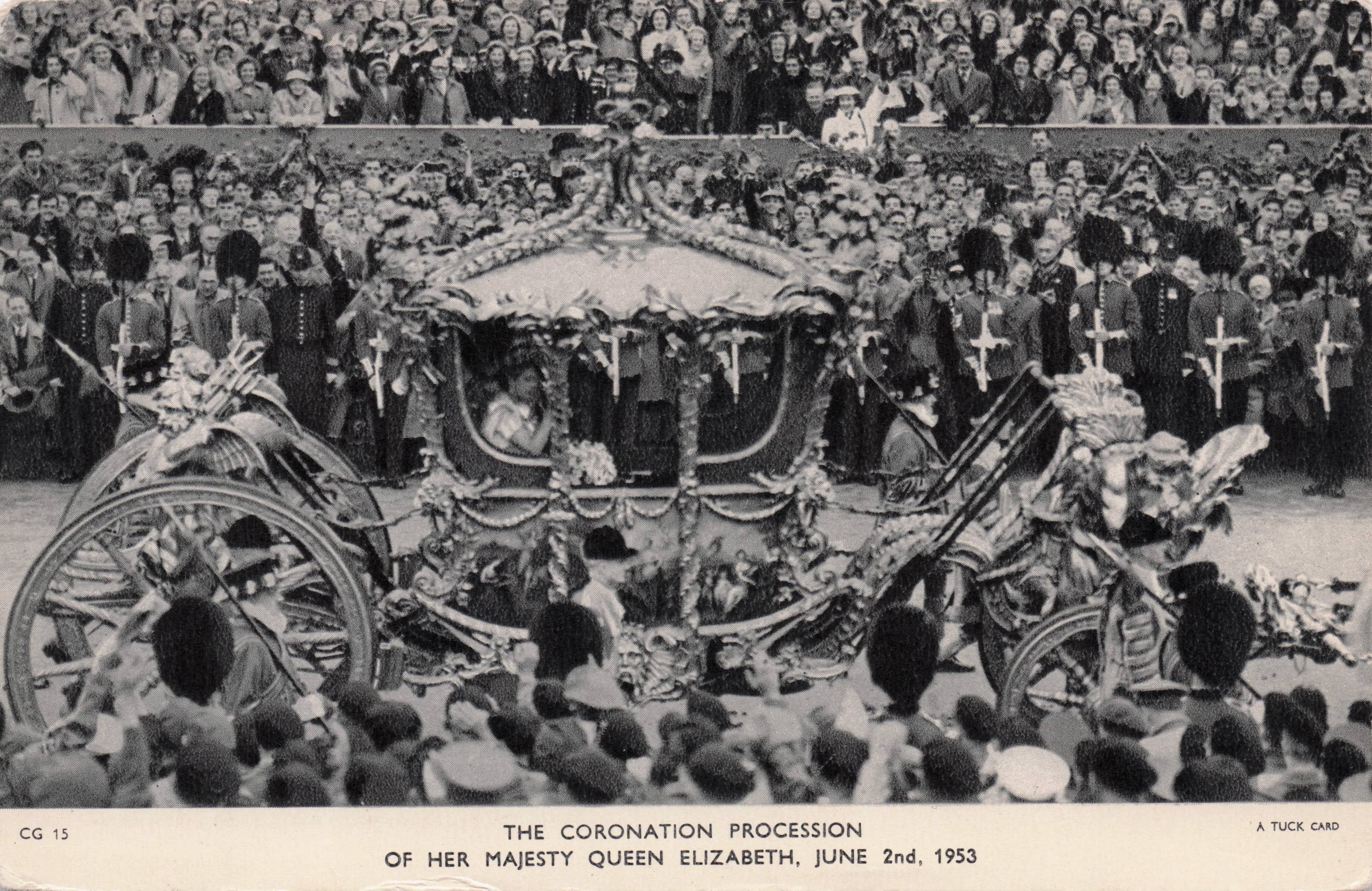 Queen Elizabeth II Coronation Procession 1953 Tucks Vintage RPC Postcard
