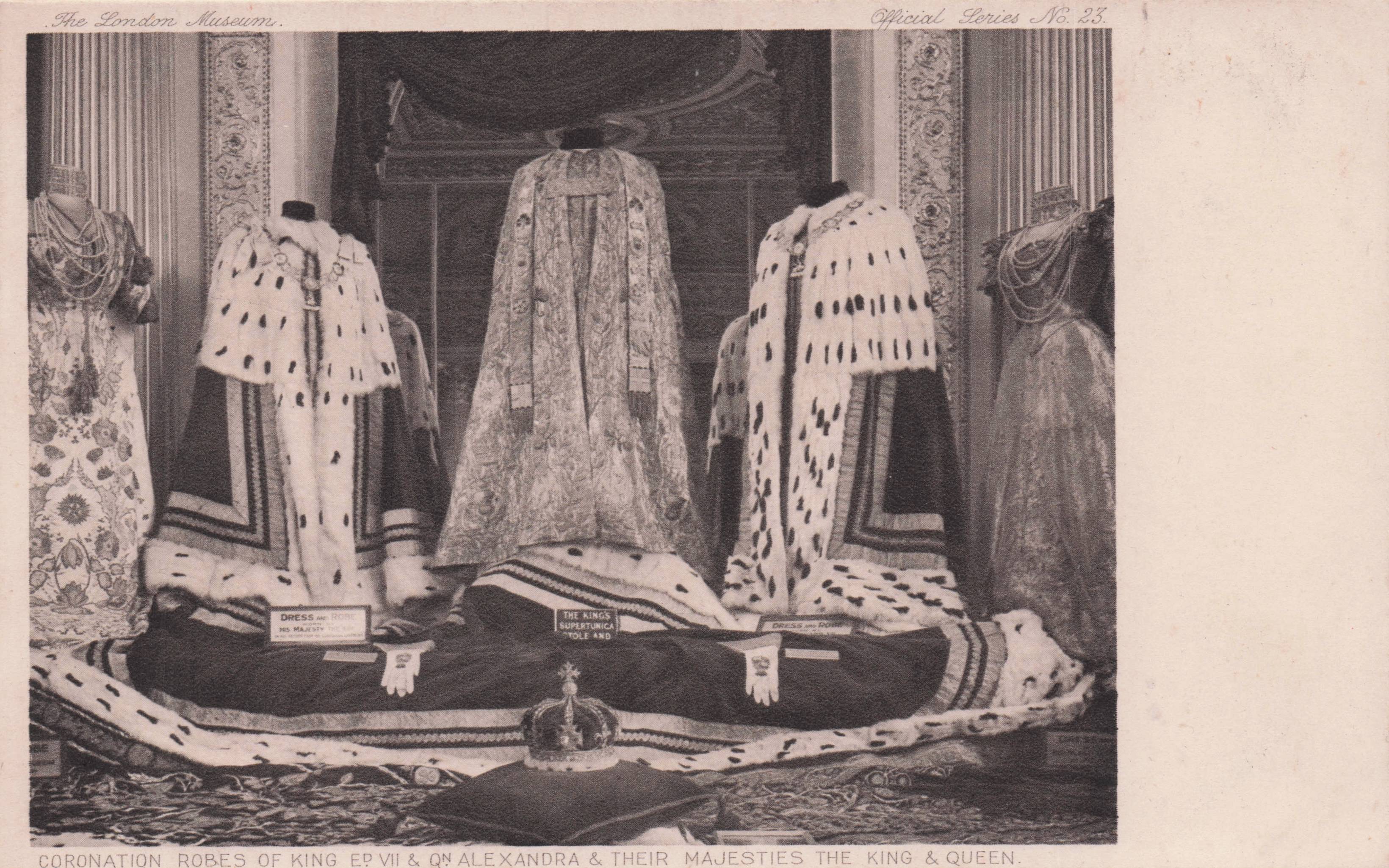 King Edward VII & Queen Alexandra 1902 Royal Coronation Robes Antique Postcard