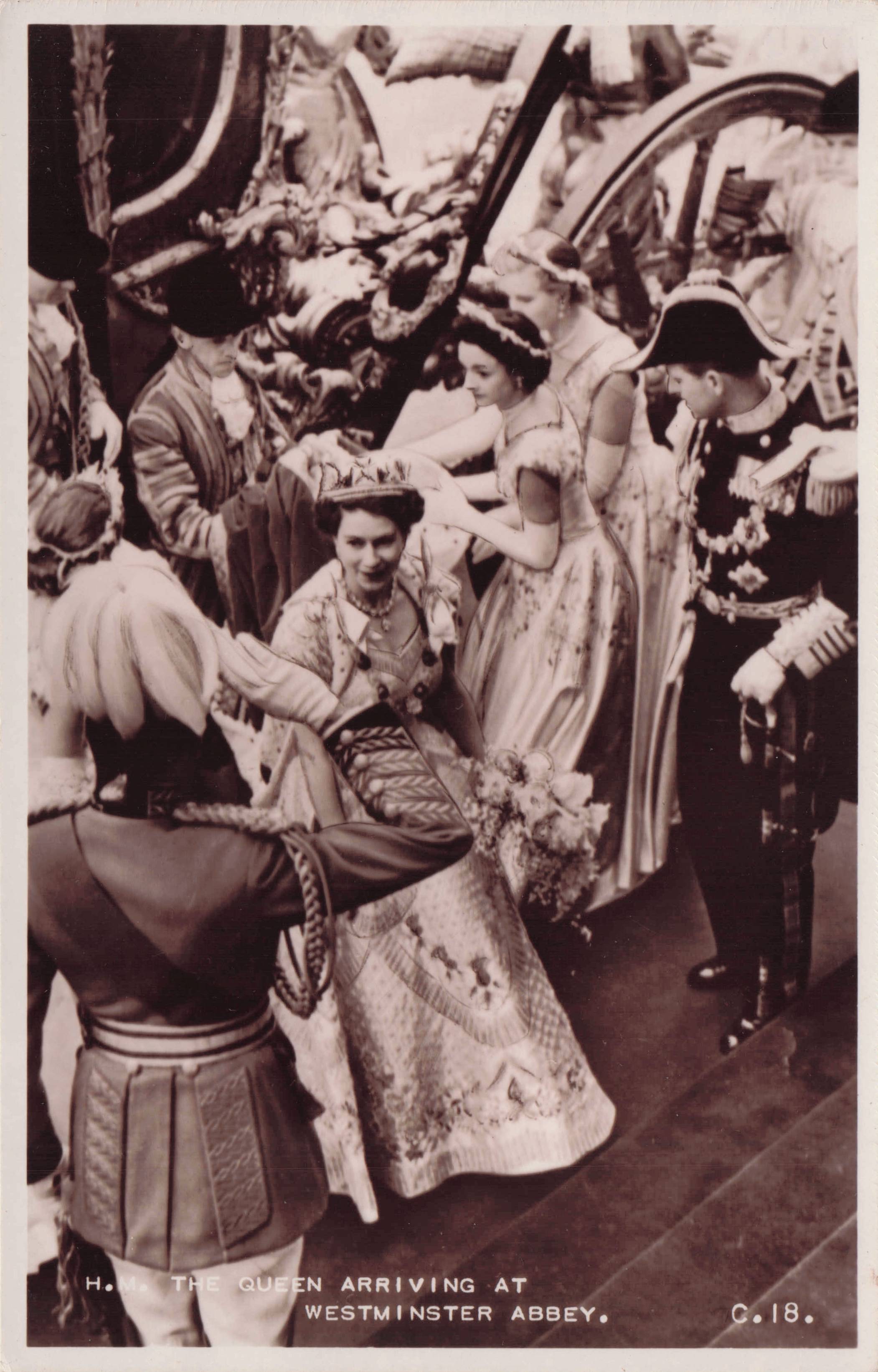 Queen Elizabeth II Arriving At Westminster Abbey 1953 Tucks Coronation RPC Postcard