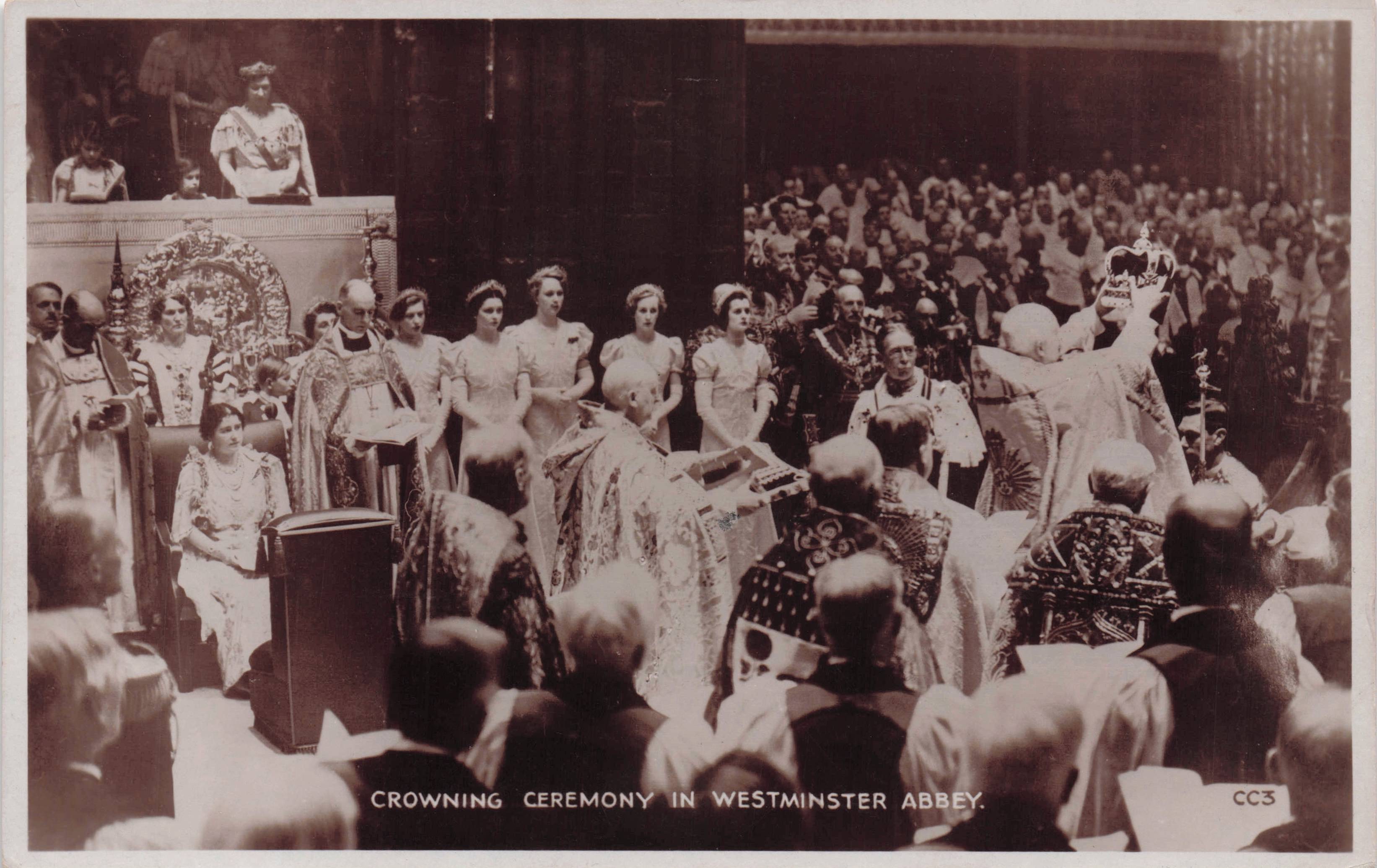Queen Elizabeth II Coronation Crowning Tucks Royal Souvenir RPC Old Postcard
