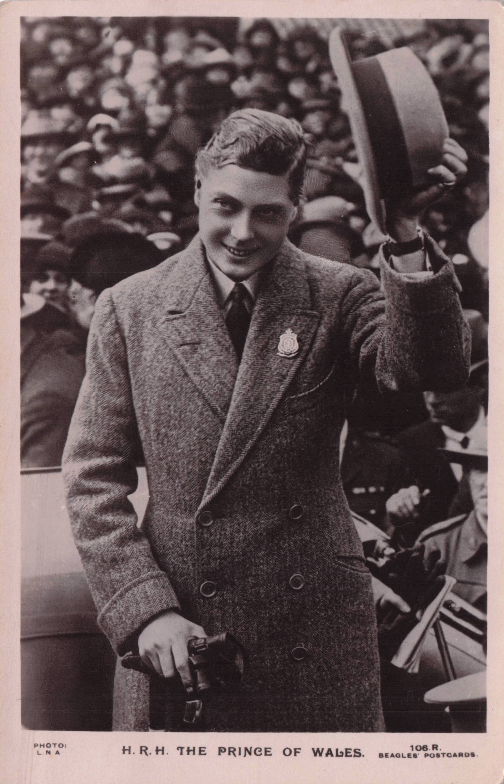 HRH The Prince Of Wales Charles Elegant Hat Greeting RPC Rare Beagles Postcard