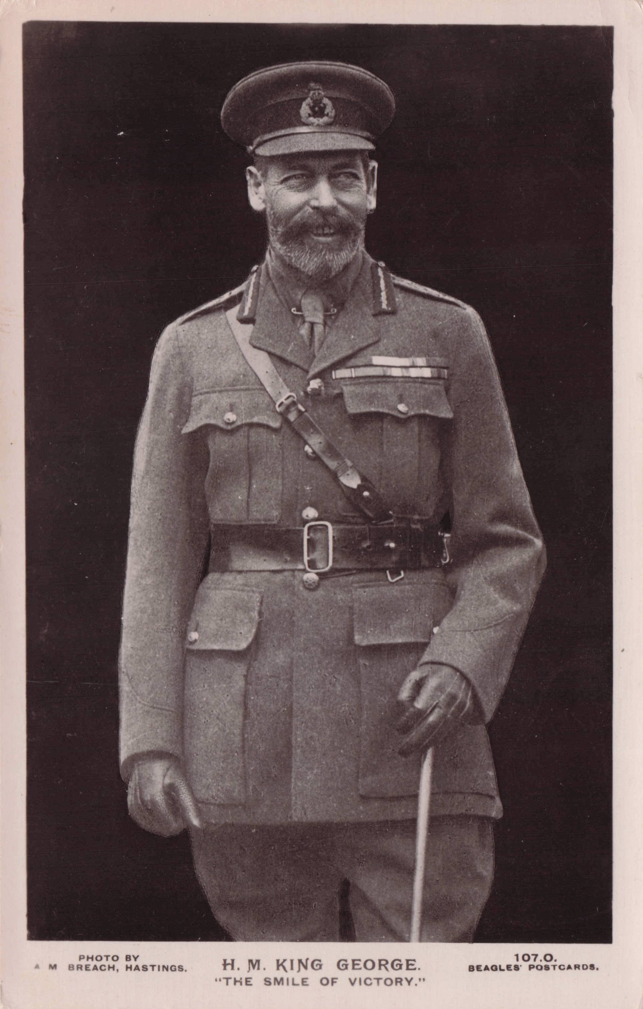 King George V The Smile Of Victory Antique Military Uniform Beagles Postcard