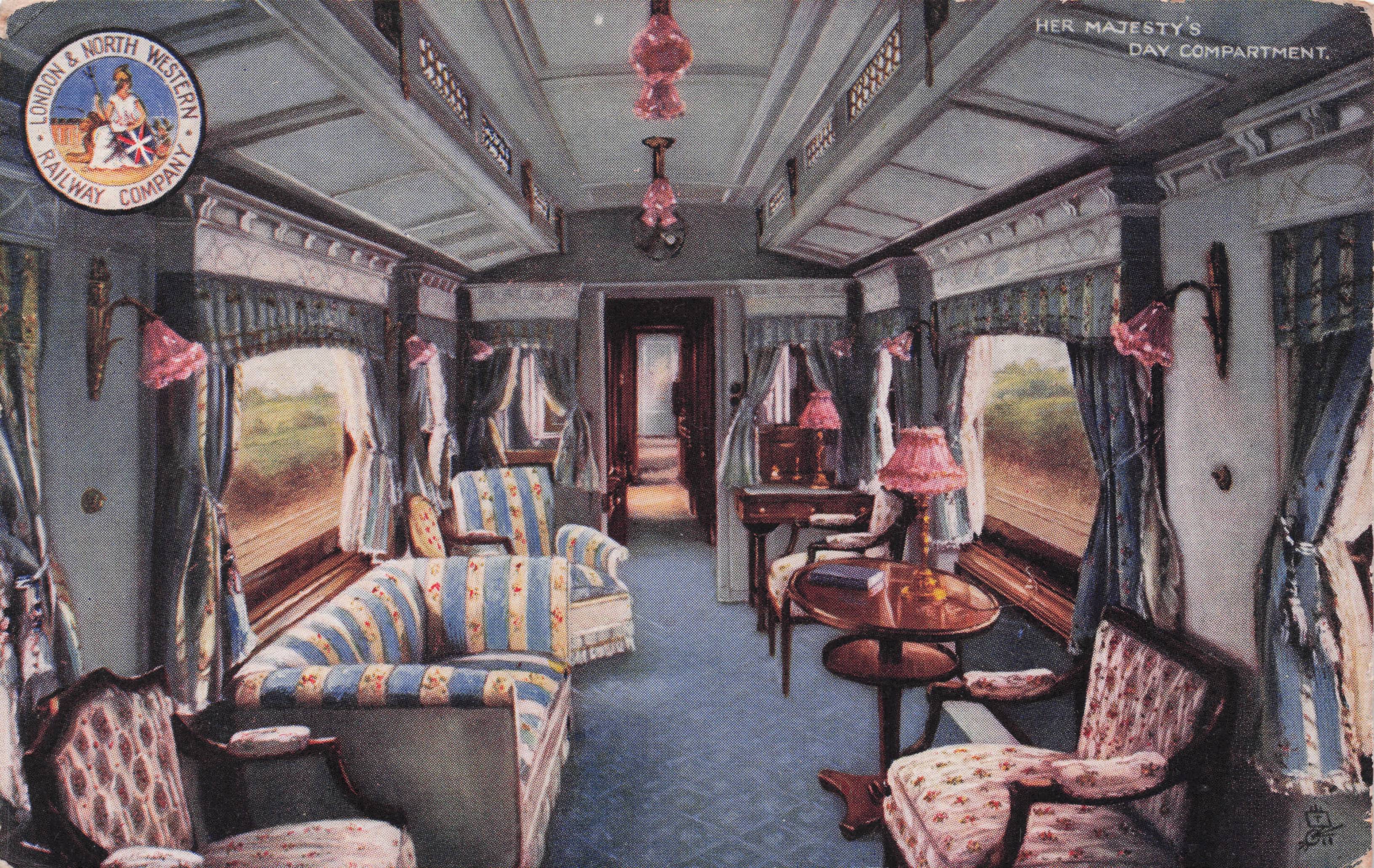 Queen Elizabeth Her Majesty's Day Compartment LNWR Railway Royal Old Postcard