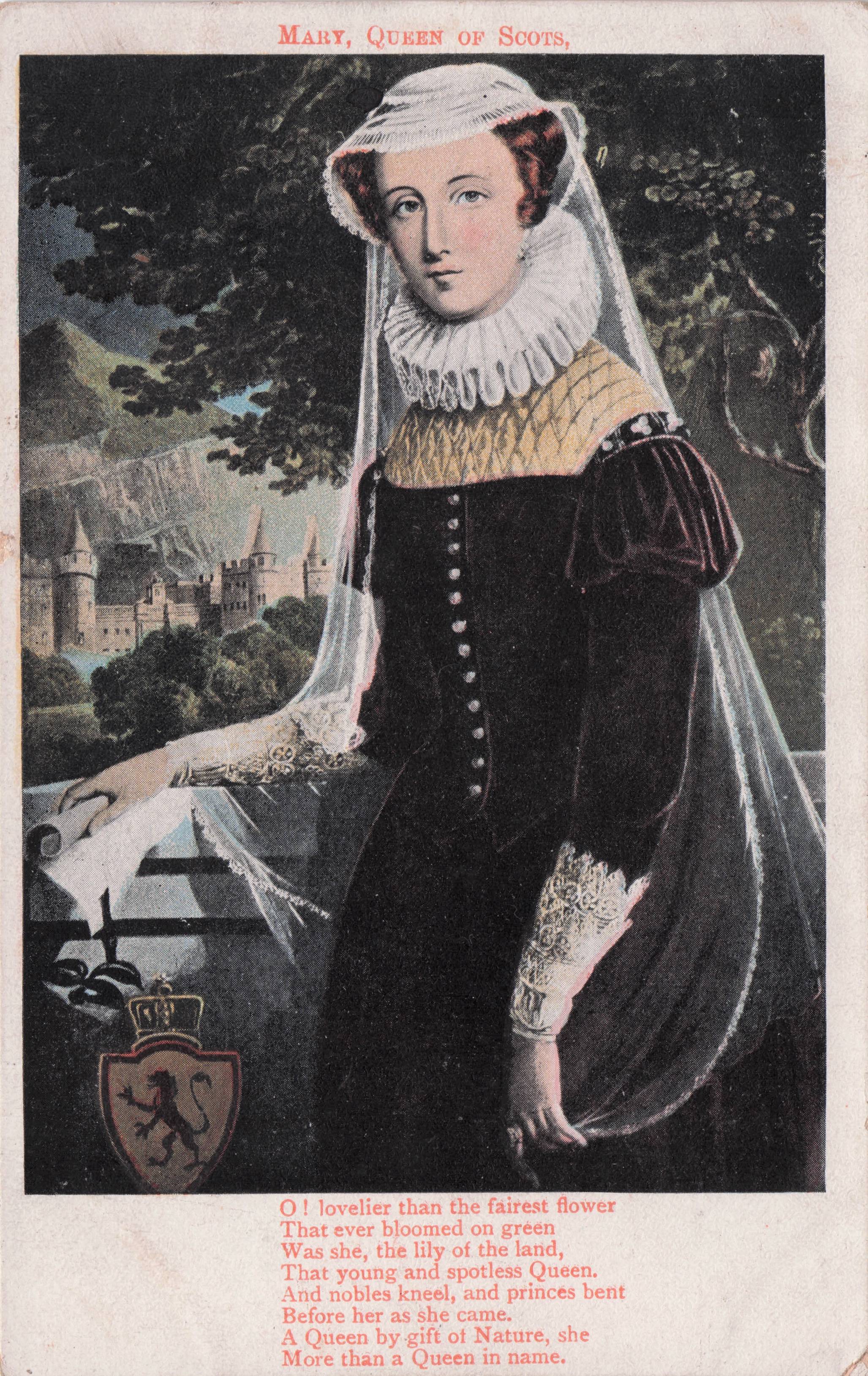 Mary Queen Of Scots Lily Of The Land Scotland Antique Poetry Royal Postcard