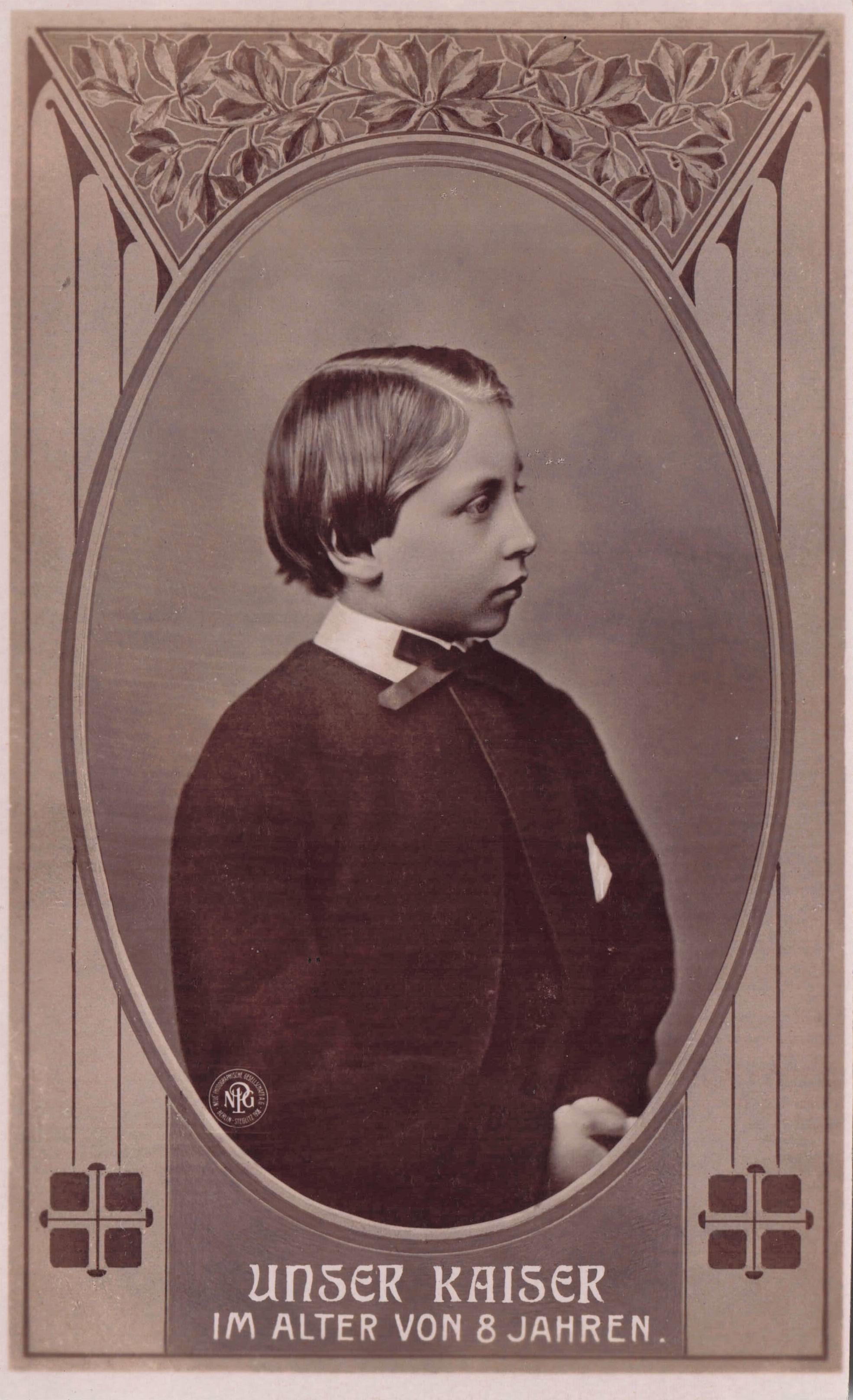 Unser Kaiser Wilhelm German Emperor As Child Boy Antique Royal RPC Postcard