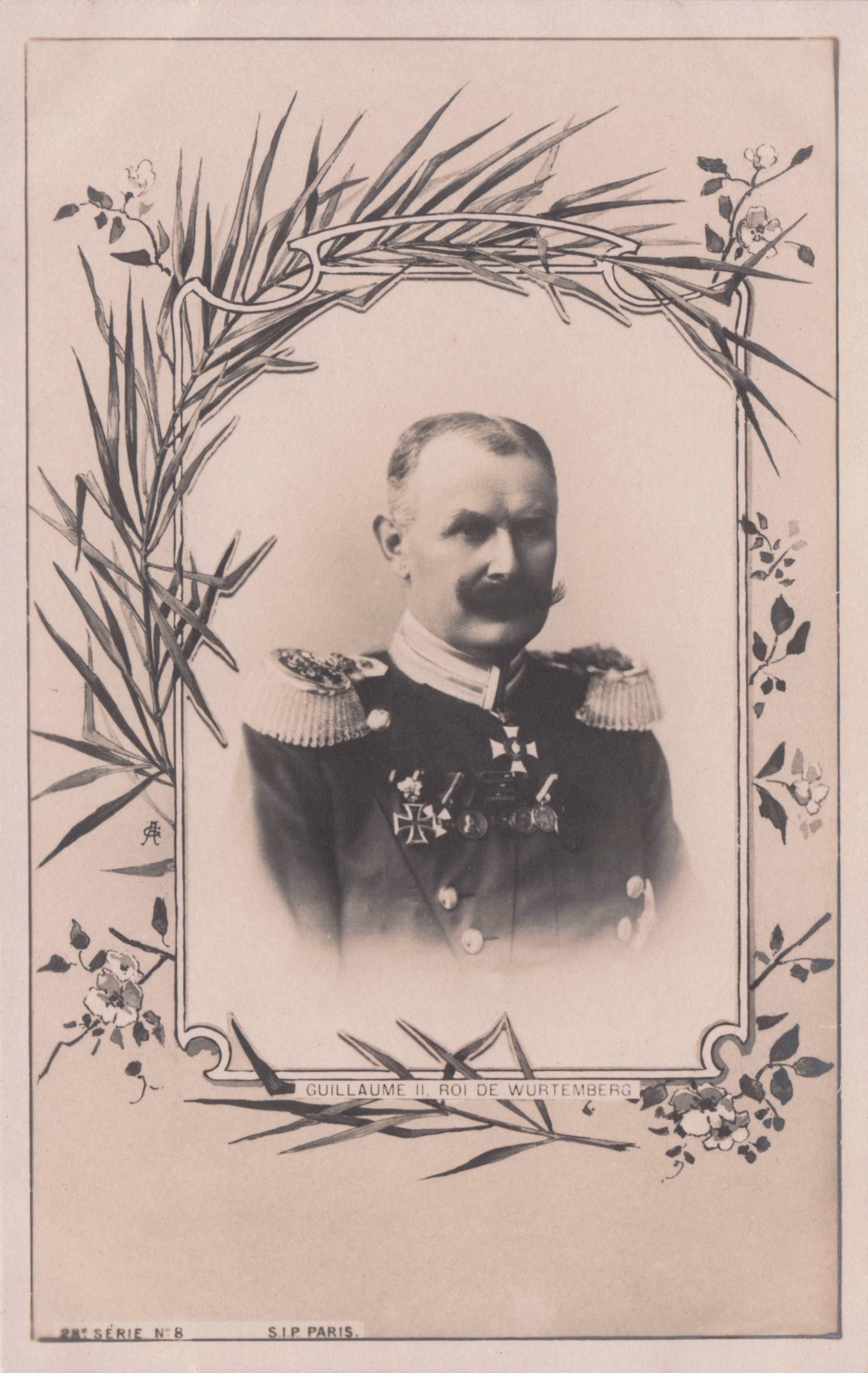 King Roi Willaume II De Wurtemberg Paris French Serie 8 Rare Royal Family Postcard