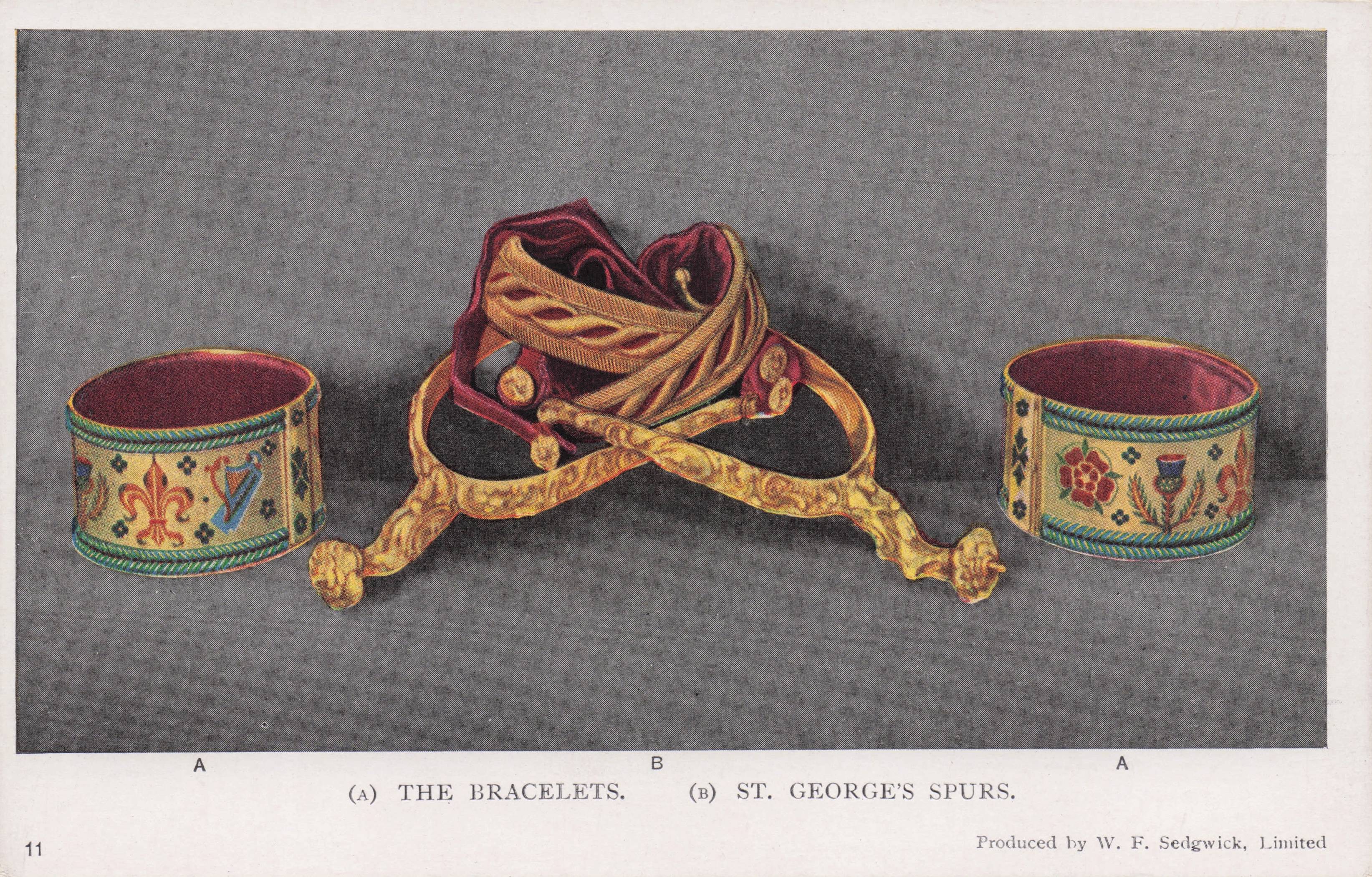 The Bracelets St George's Spurs Crown Jewels Antique History Old Royal Postcard