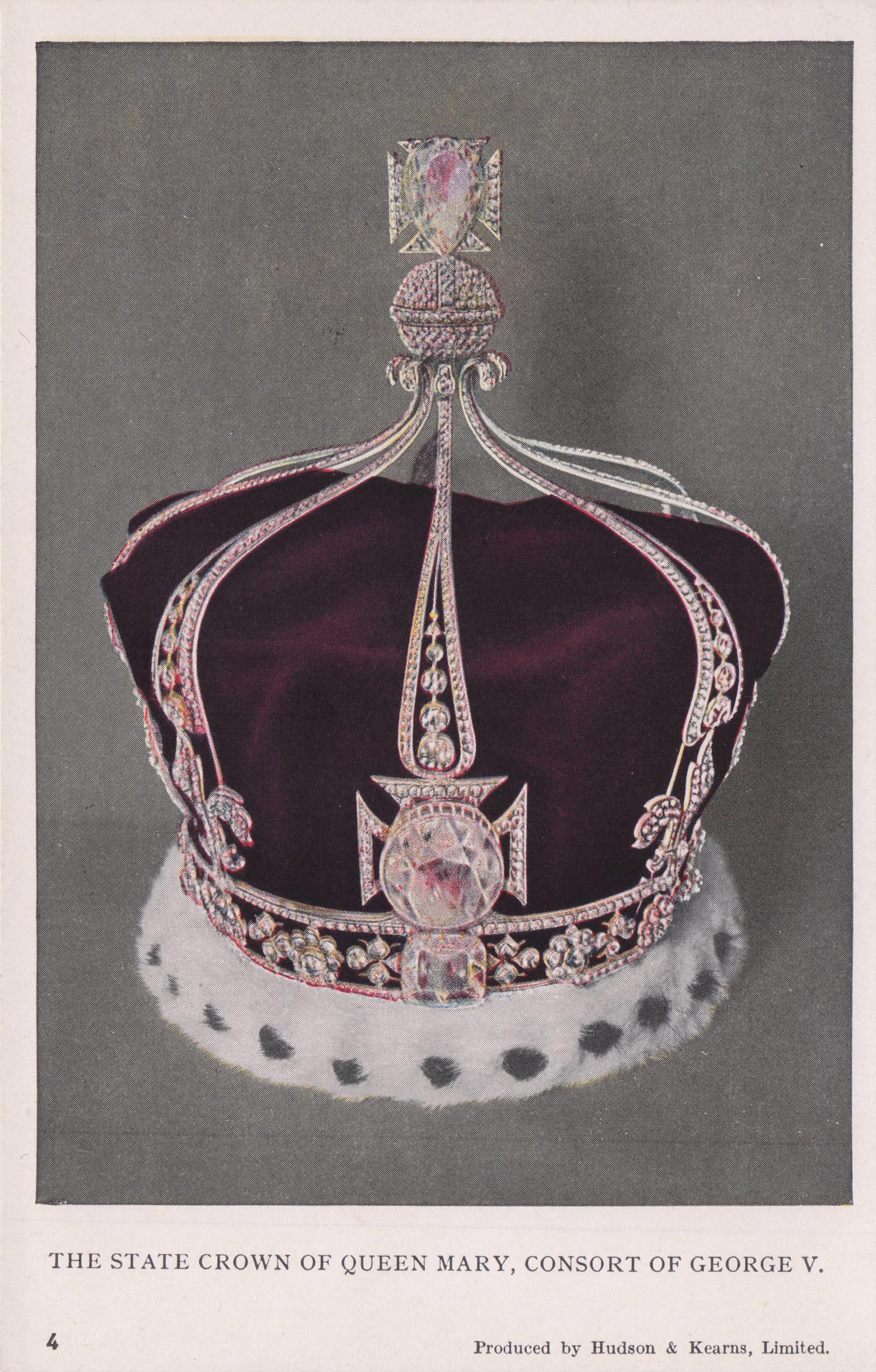 Queen Mary of King George VI State Crown Jewels Antique Old Royal Postcard