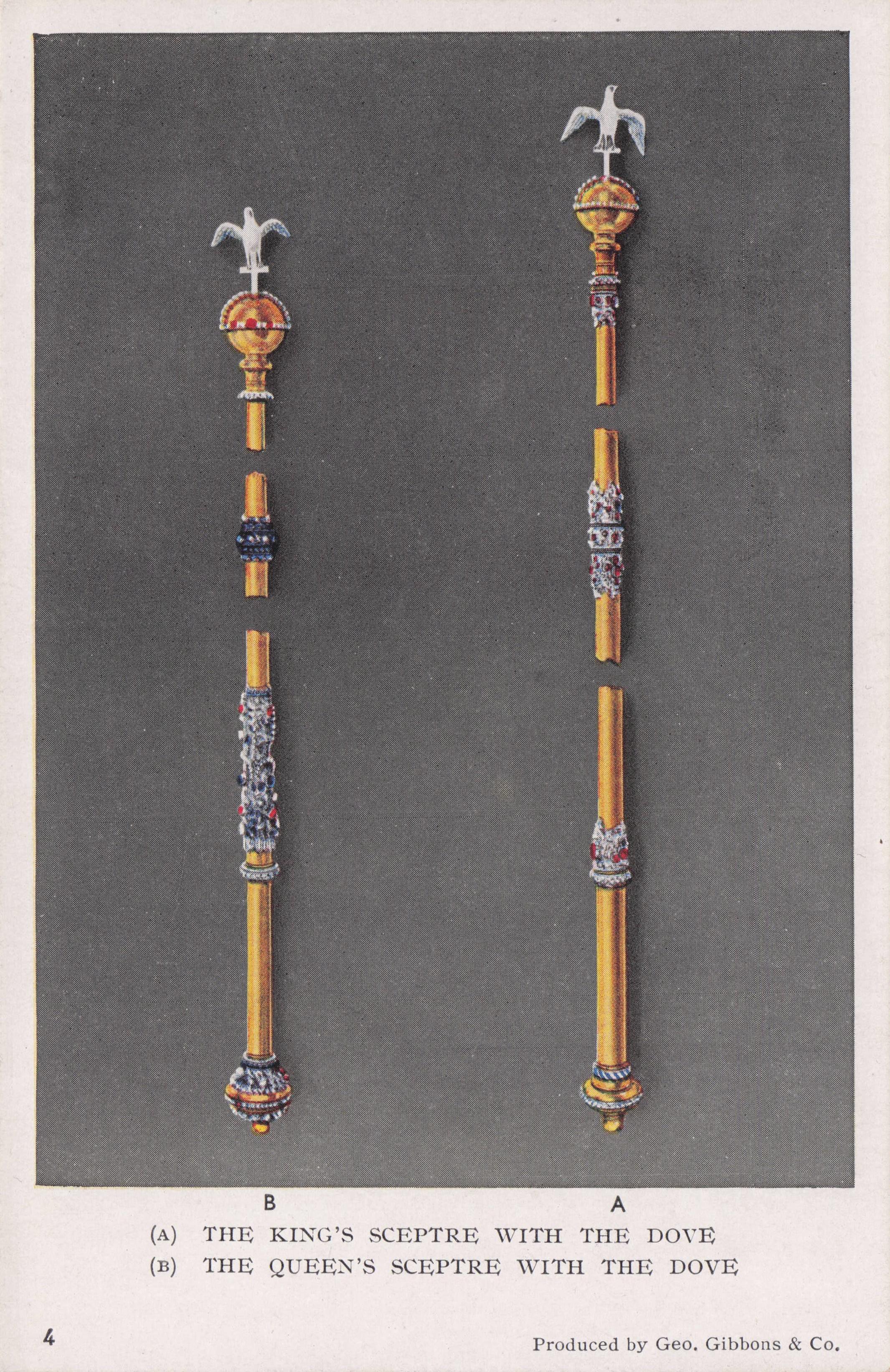 King's Queen's Sceptre Within The Dove Crown Jewels London Royal Old Postcard