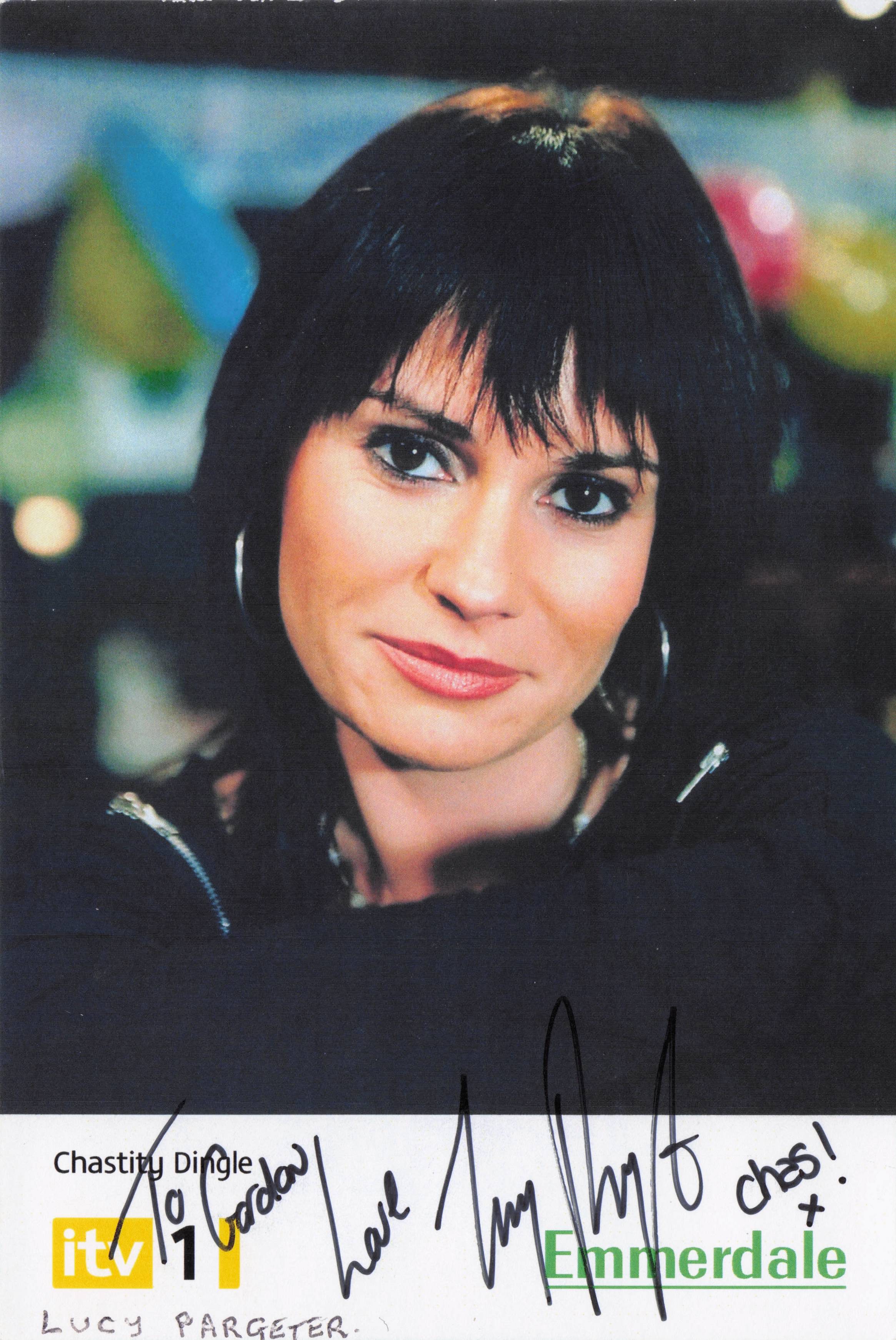 Lucy Pargeter as Chastity Dingle Emmerdale Vintage Hand Signed Cast Card Photo