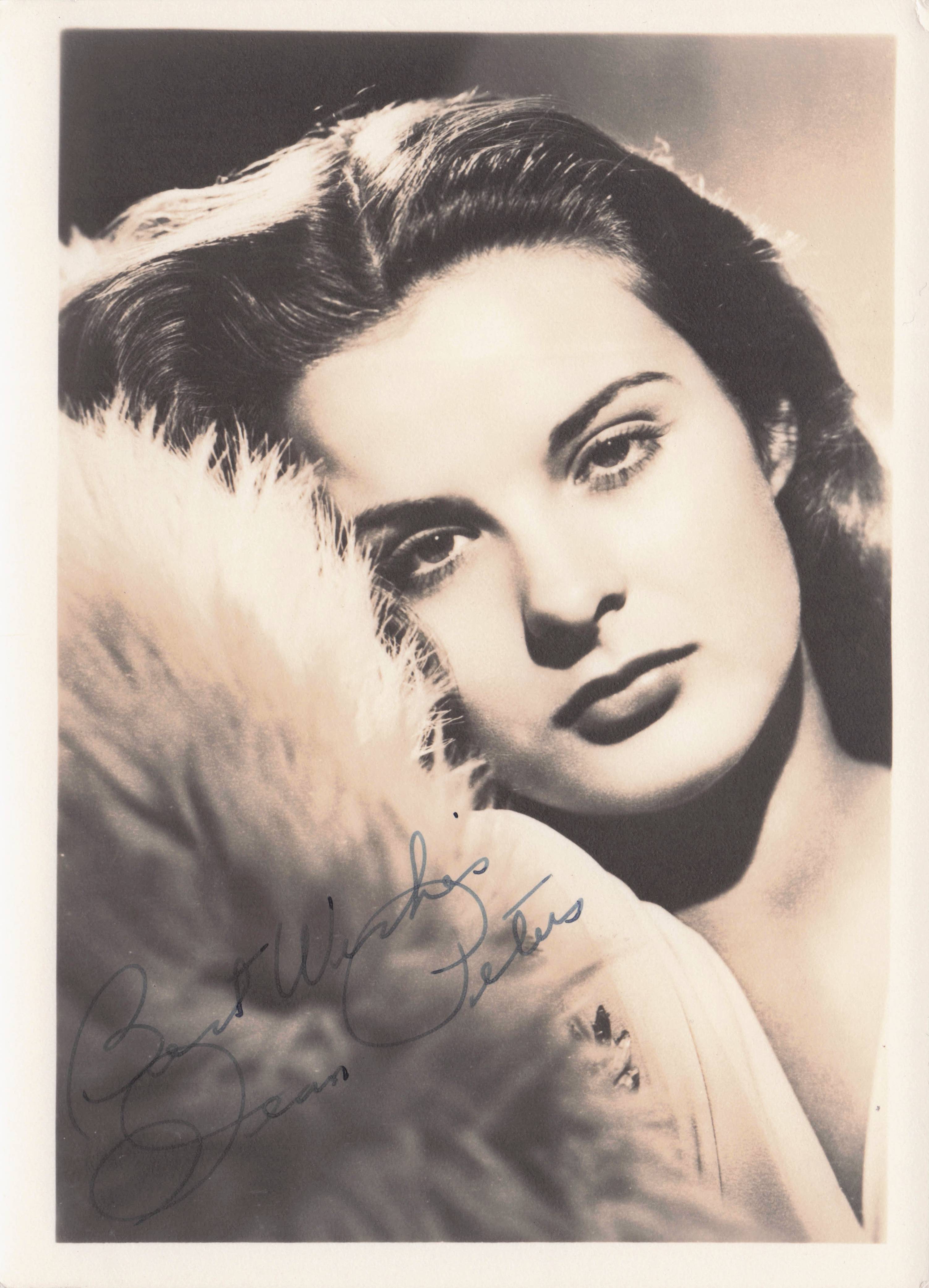 Jean Peters 1950s Hollywood Film Siren Actress Vintage Large Hand Signed Photo