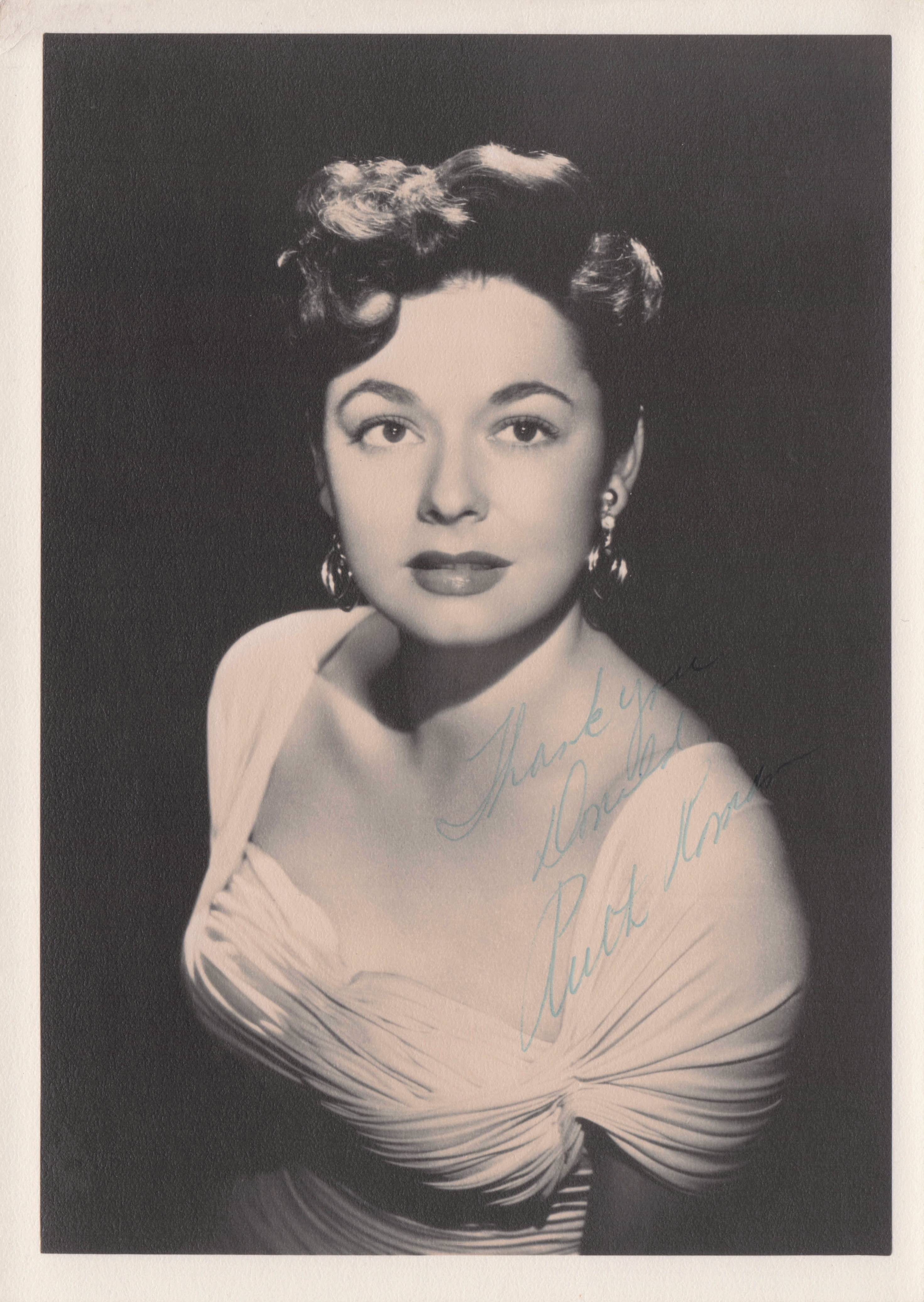 Ruth Roman 1950s Alfred Hitchcock & Western Film Actress Large Hand Signed Photo