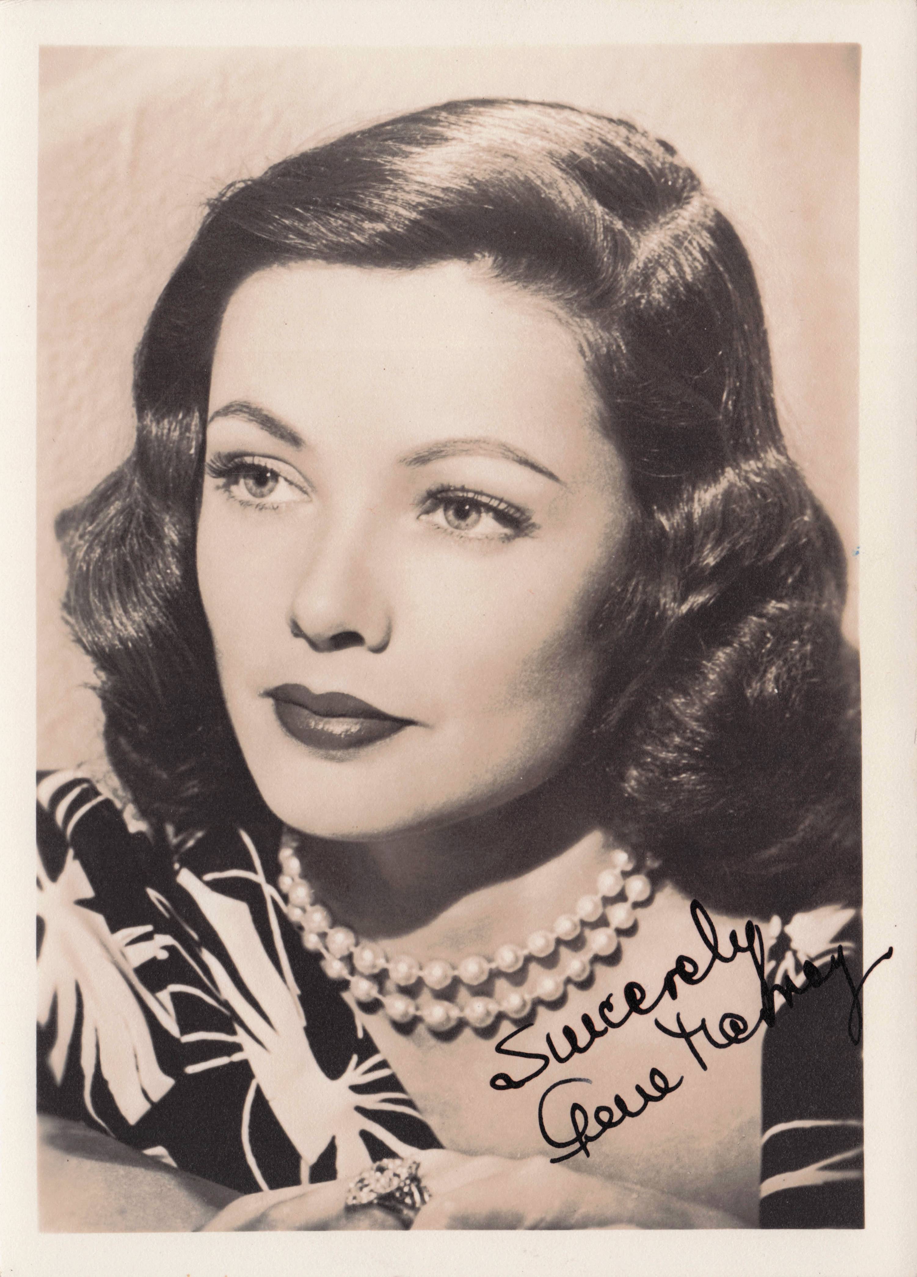 Gene Tierney 1950s Hollywood Actress Large Hand Signed Photo