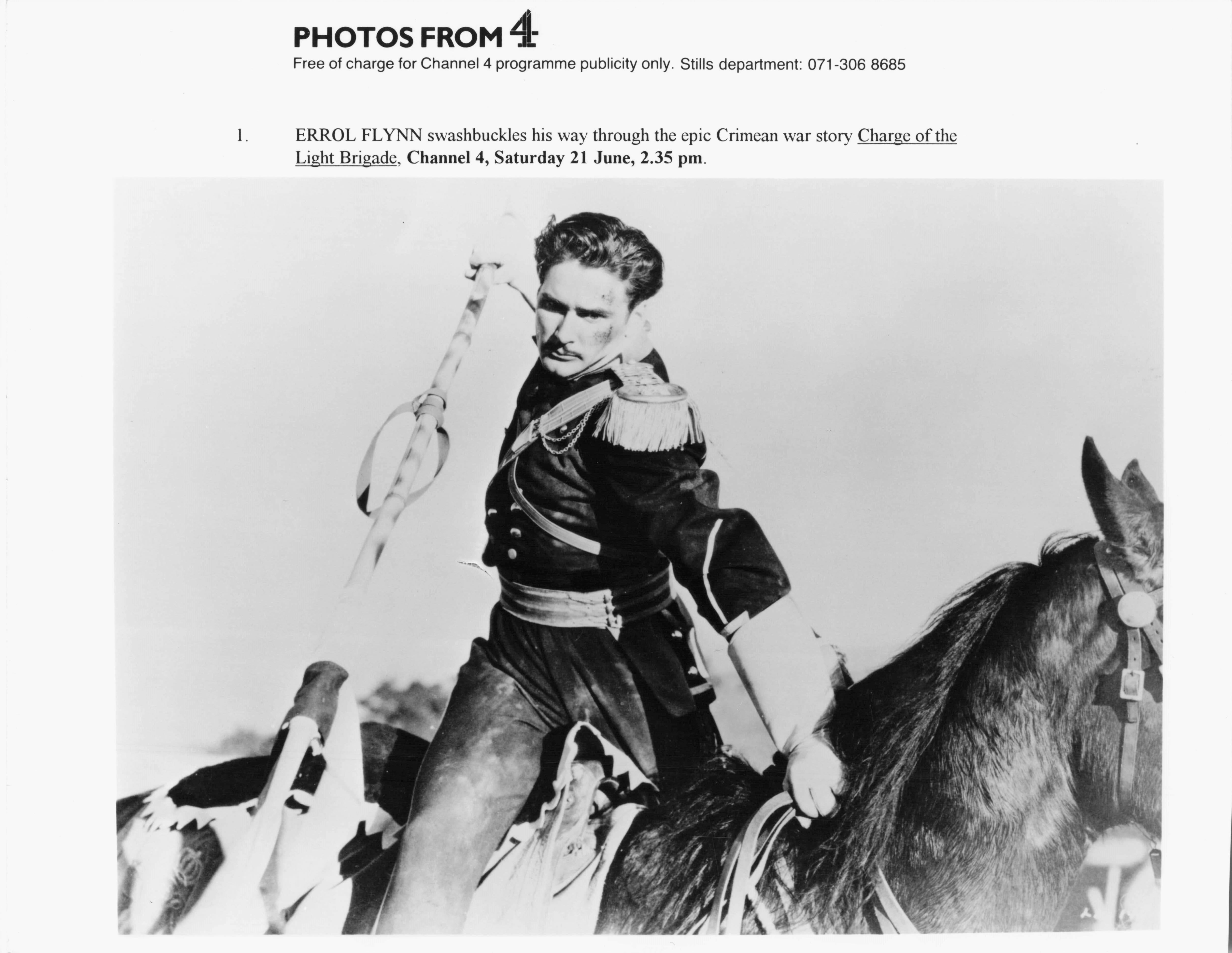 Charge Of The Light Brigade Errol Flynn Film C4 Television Press Publicity Photo