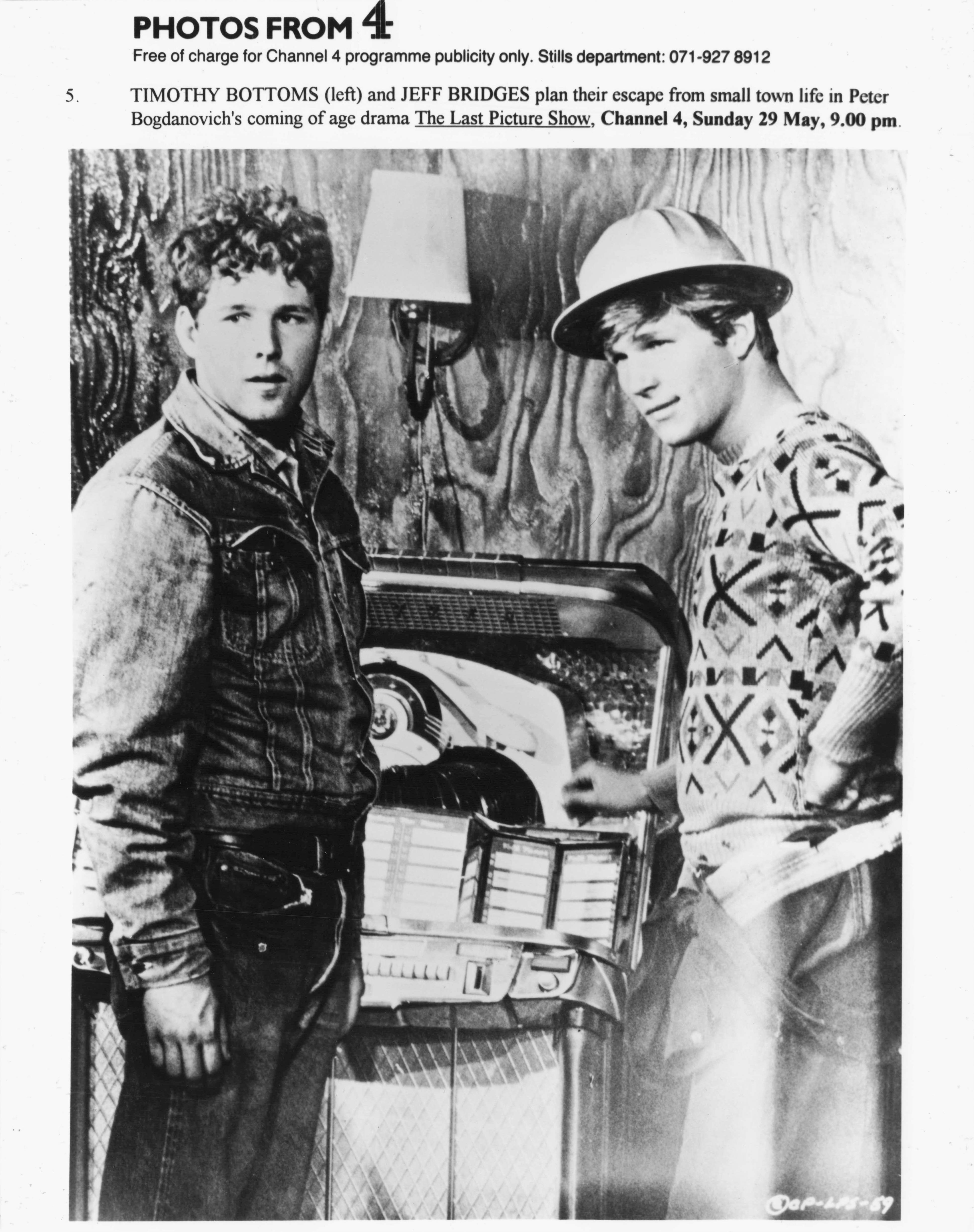 Jeff Bridges Timothy Bottoms The Last Picture Show C4 Television Press Photo