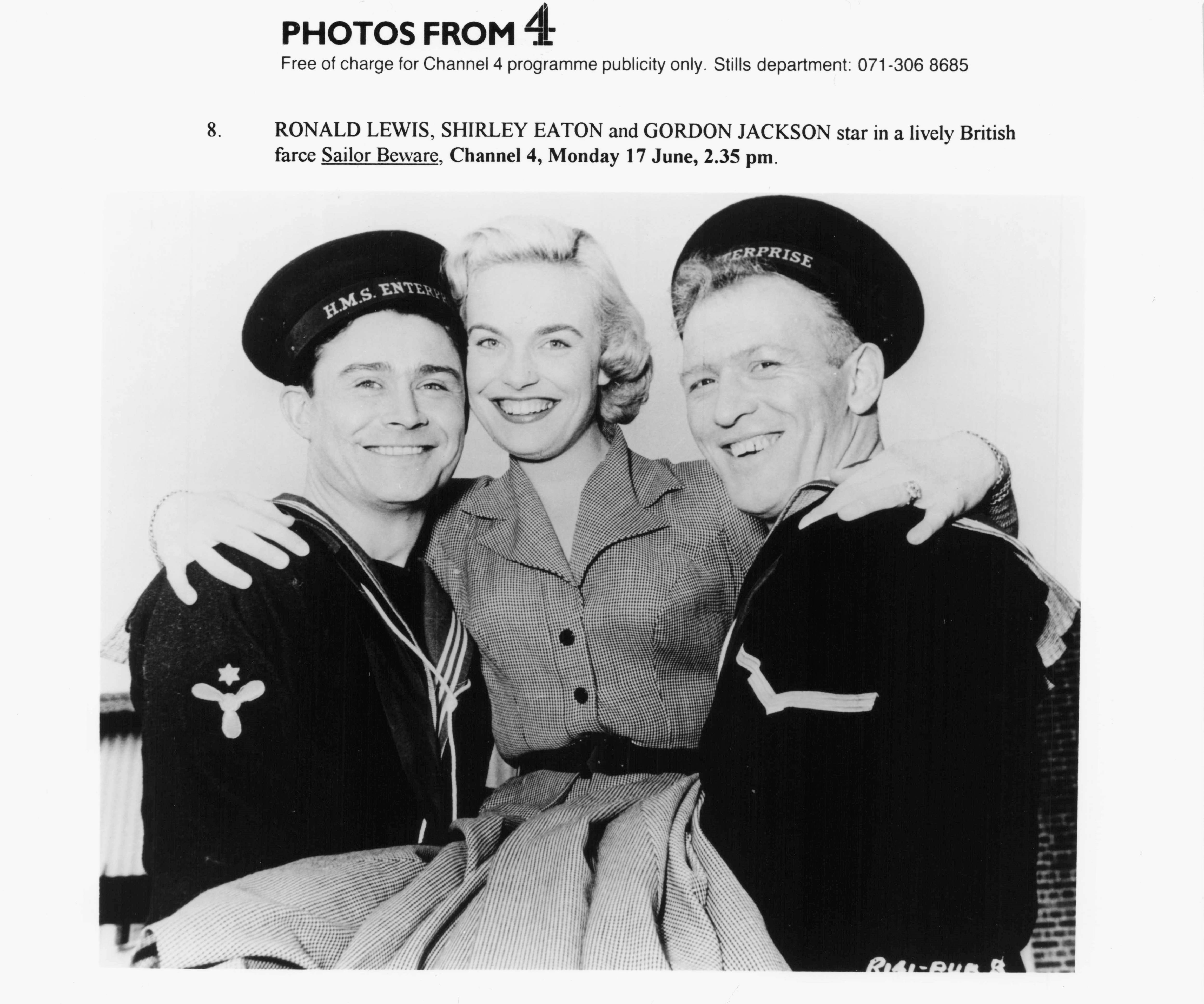 Ronald Lewis Shirley Eaton Sailor Beware Film C4 Television Press Publicity Photo