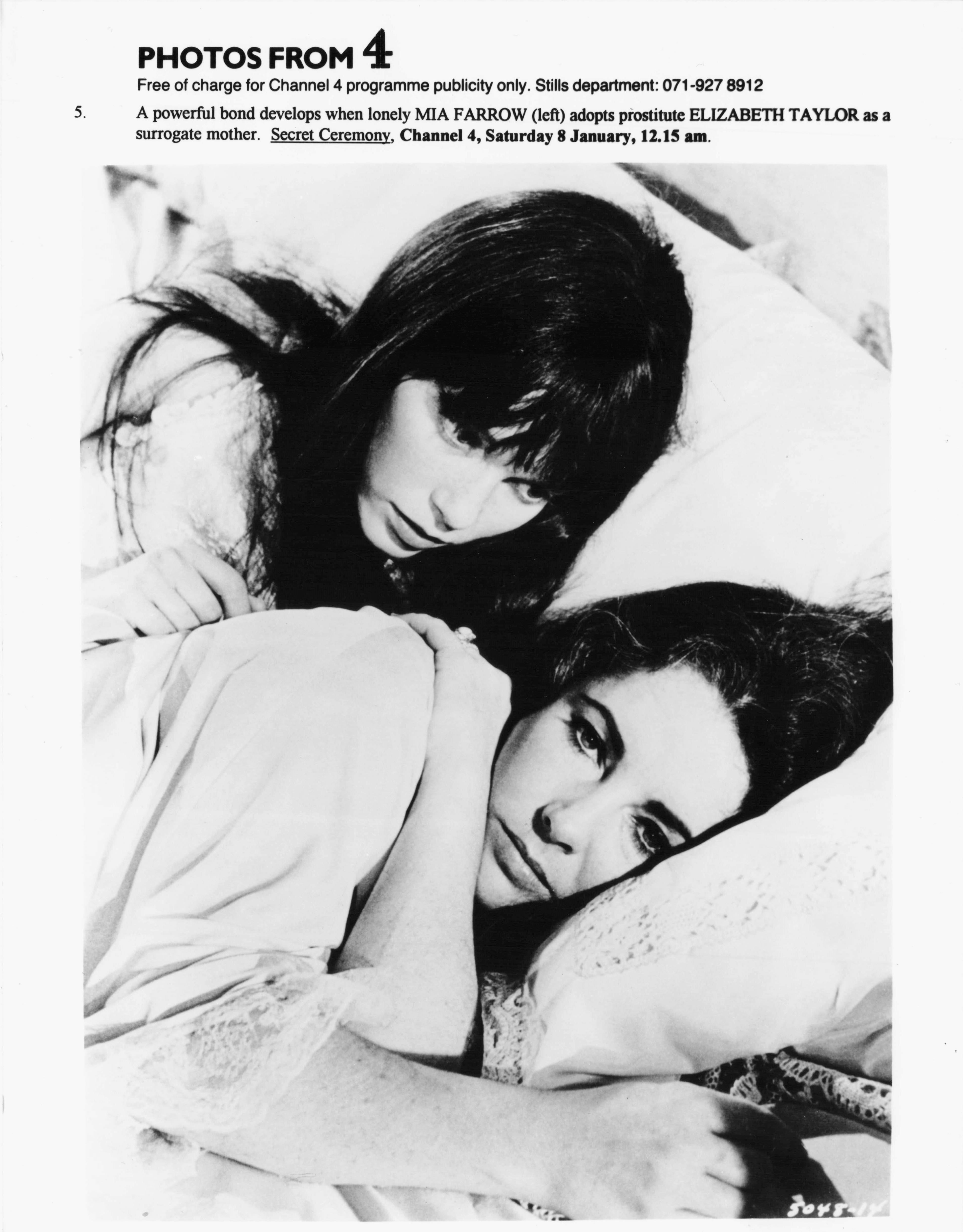 Elizabeth Taylor Mia Farrow Secret Ceremony Film C4 Television Press Photo