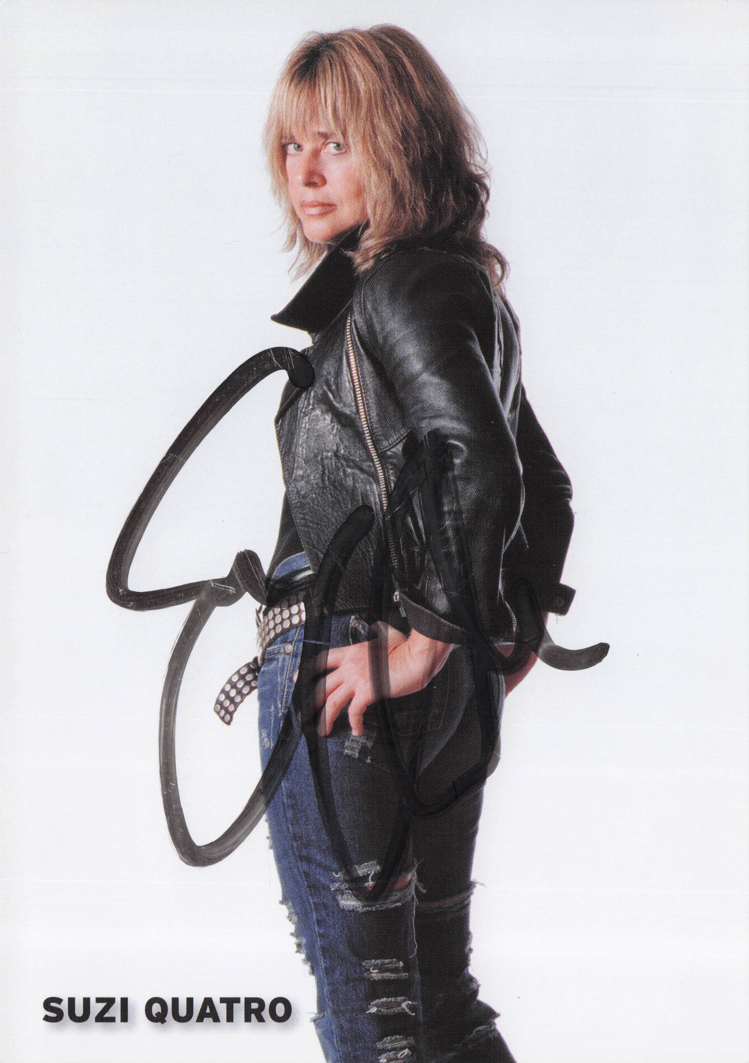 Suzi Quatro of 1970s Glam Rock Leather Stunning Hand Signed Autograph Photo