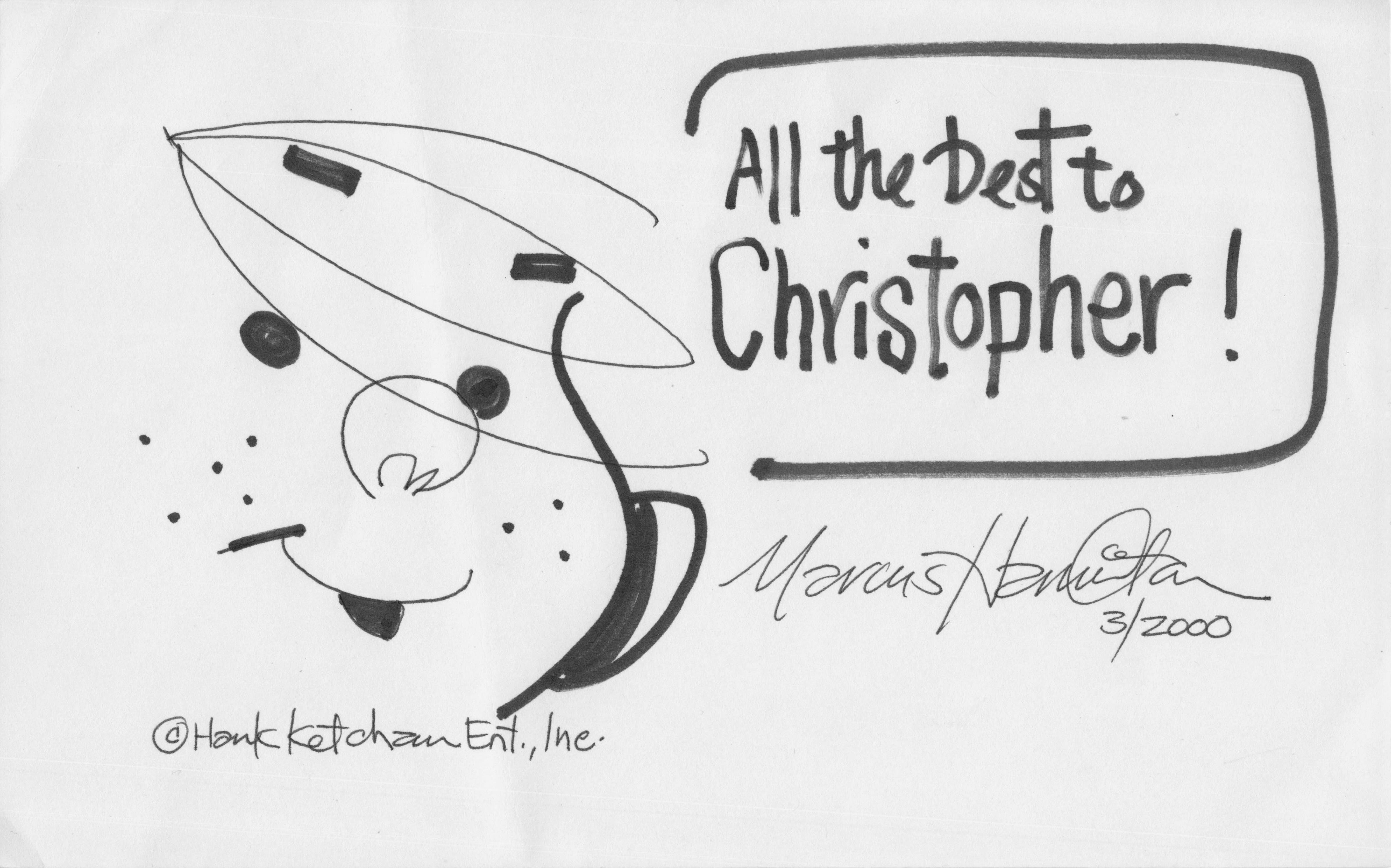Marcus Hamilton Dennis The Menace Cartoonist Hand Signed Card