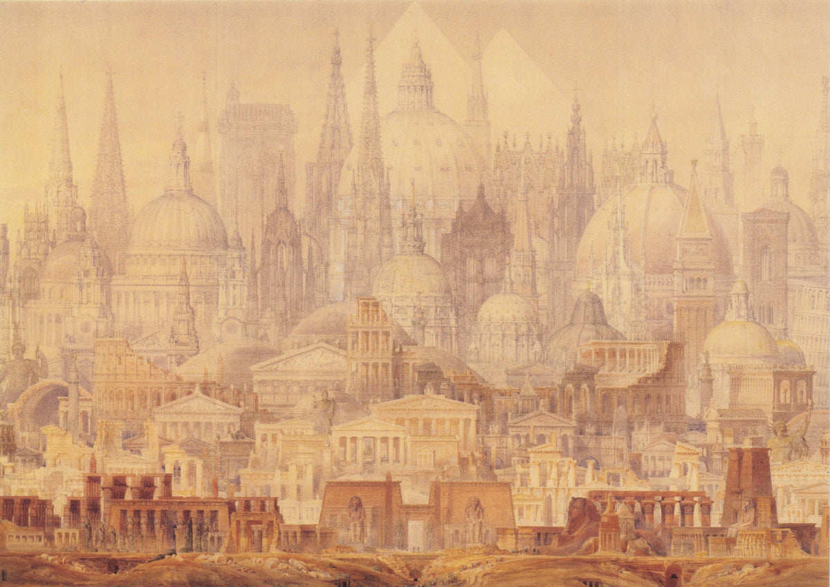 C.R. Cockerell The Professor's Dream Architectural Fantasy Painting Postcard