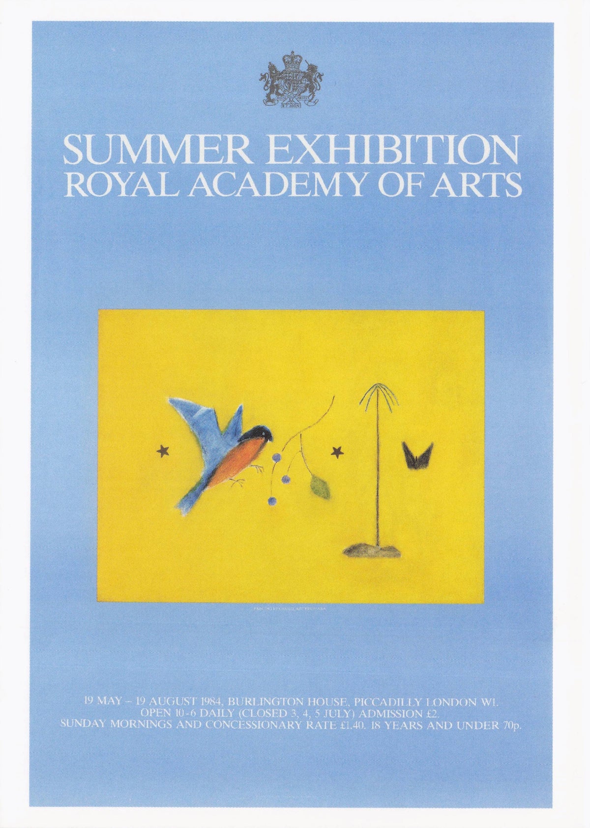 Royal Academy Summer 1984 London Exhibition Bird Yellow Painting Postcard