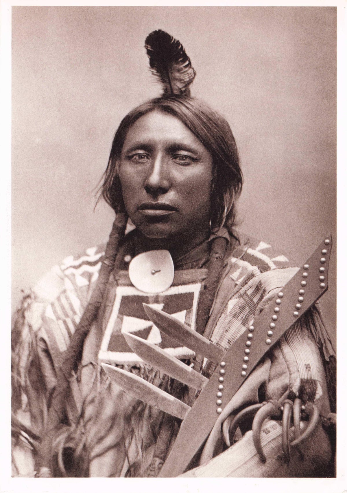 Spotted Eagle Old Native American Indian Sioux Chief Warrior Rare Photo Postcard