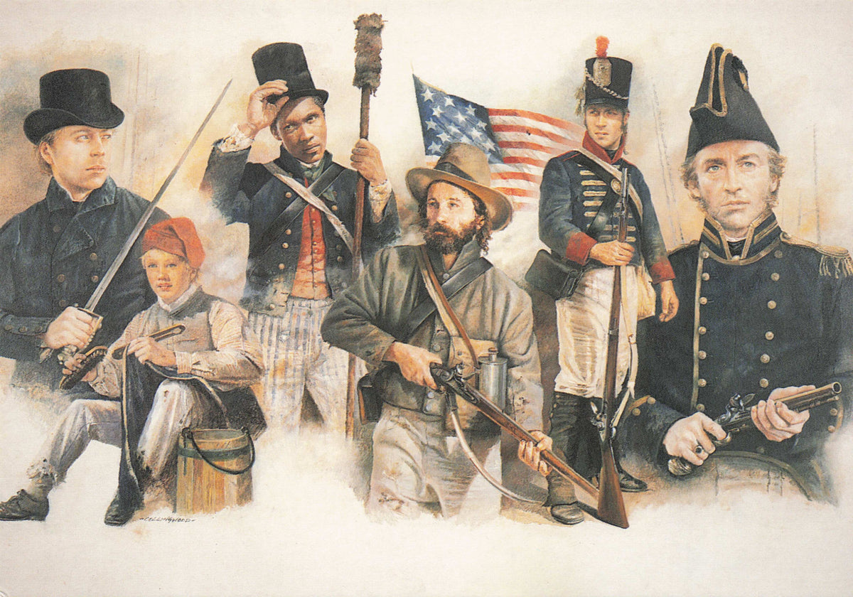1812 American War Old Battle Of Lake Erie Military USA Navy Painting Postcard