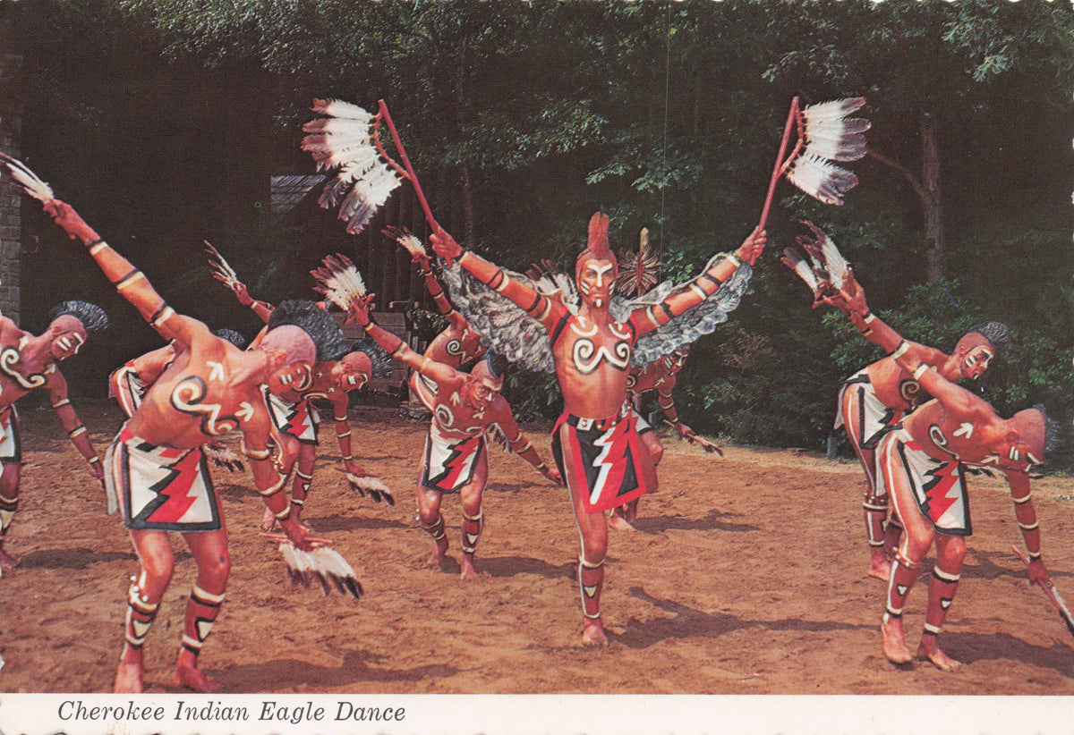 Cherokee Old Indian Eagle Dancers Dancers Native American Rare Photo Postcard
