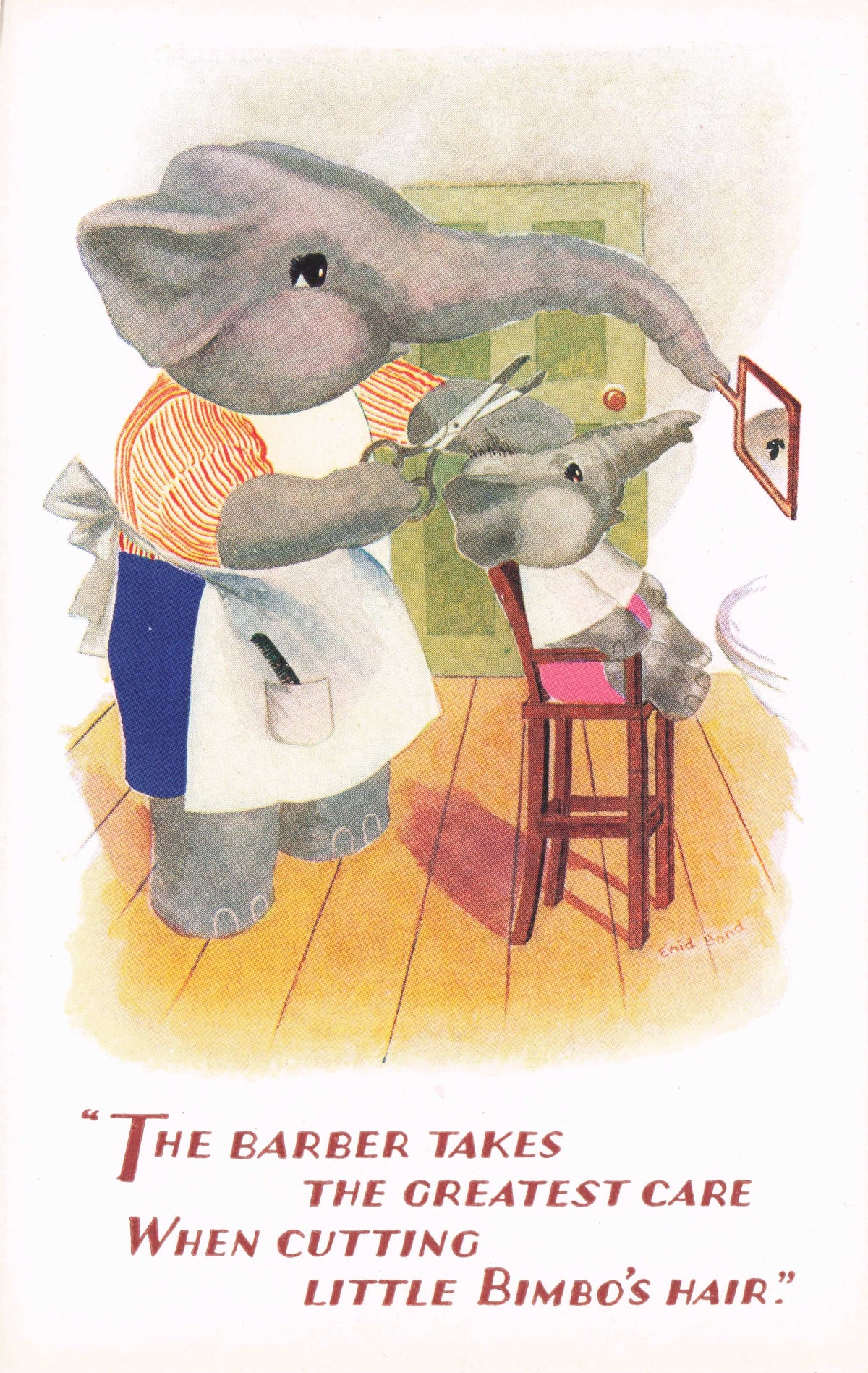 Barber Elephant Anthropomorphic Animal Hairdresser Old Haircut Comic Postcard