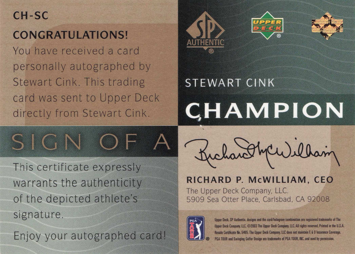 Nick Price Sign Of A Champion SCARCE Hand Signed Golf Autograph Card