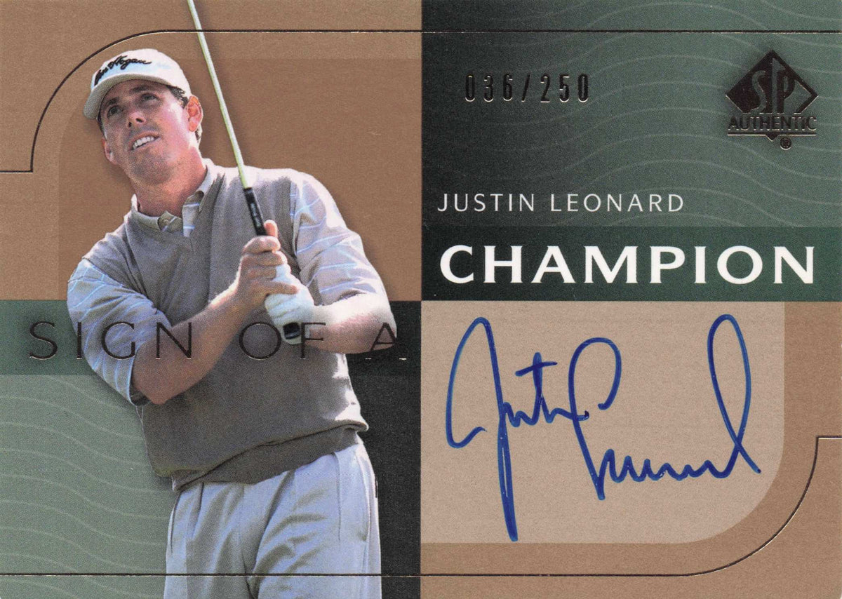Justin Leonard Sign Of A Champion SCARCE Hand Signed Golf Autograph Card