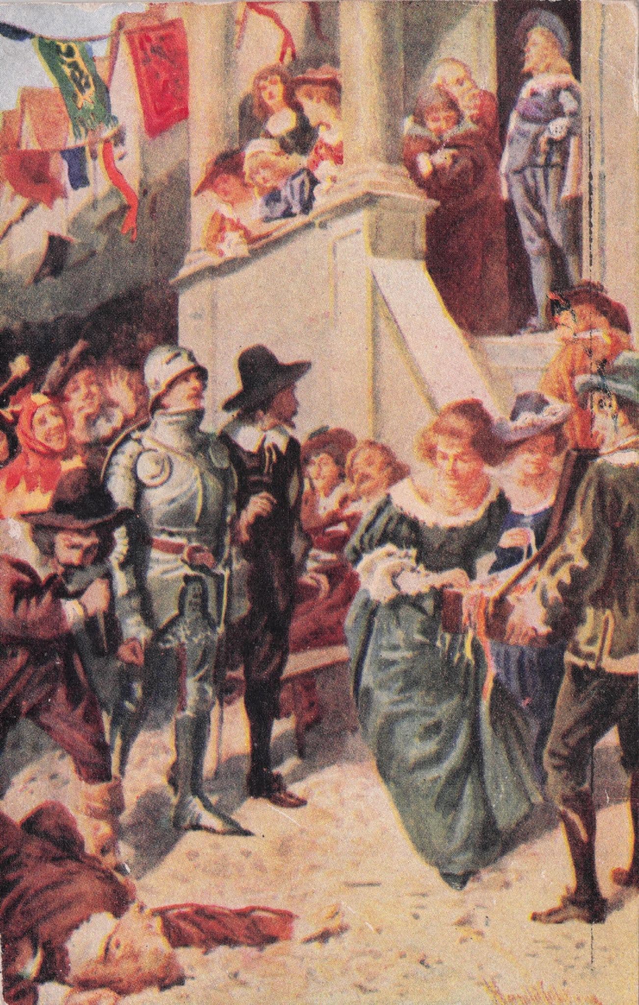 Guy Fawkes Witchfinder General Old WW1 Oilette Painting Postcard