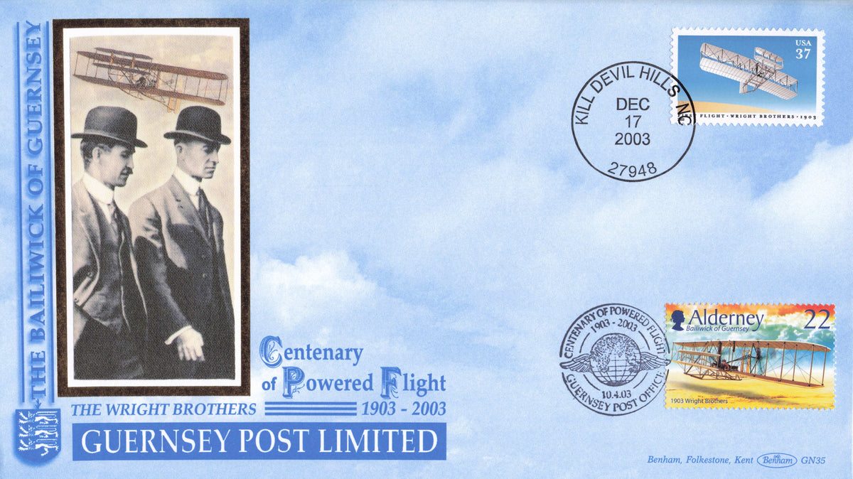 Wright Brothers Guernsey Kill Devil Hills Flight V RARE LIMITED TO 50 Benham FDC